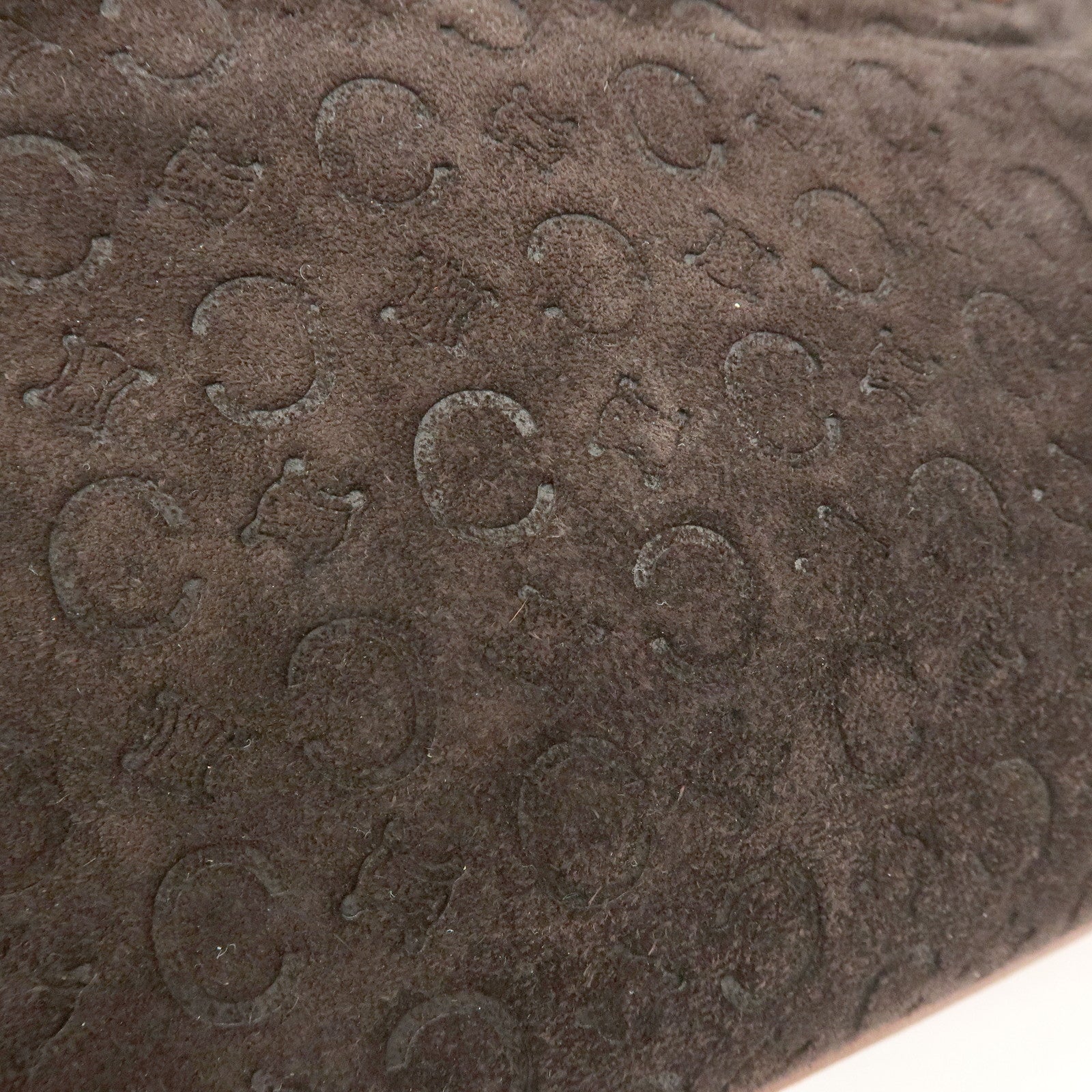 CELINE C Macadam Suede Leather Hand Bag Tote Bag Dark Brown