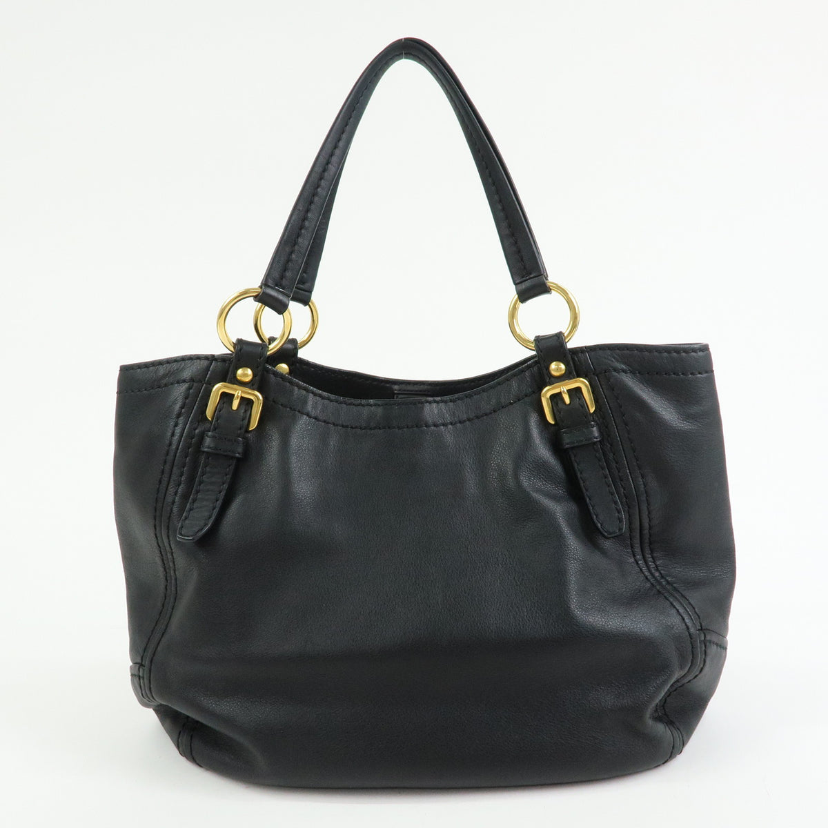 PRADA Soft Calf Leather Tote Bag Shoulder Bag Black BR4691