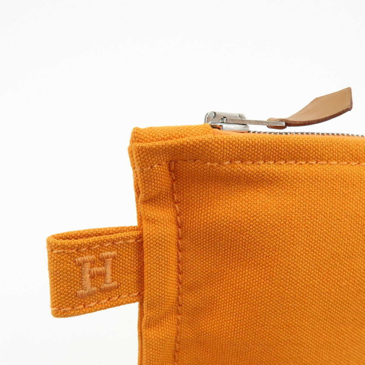 HERMES Cotton Leather Bora Bora GM Flat Pouch Orange