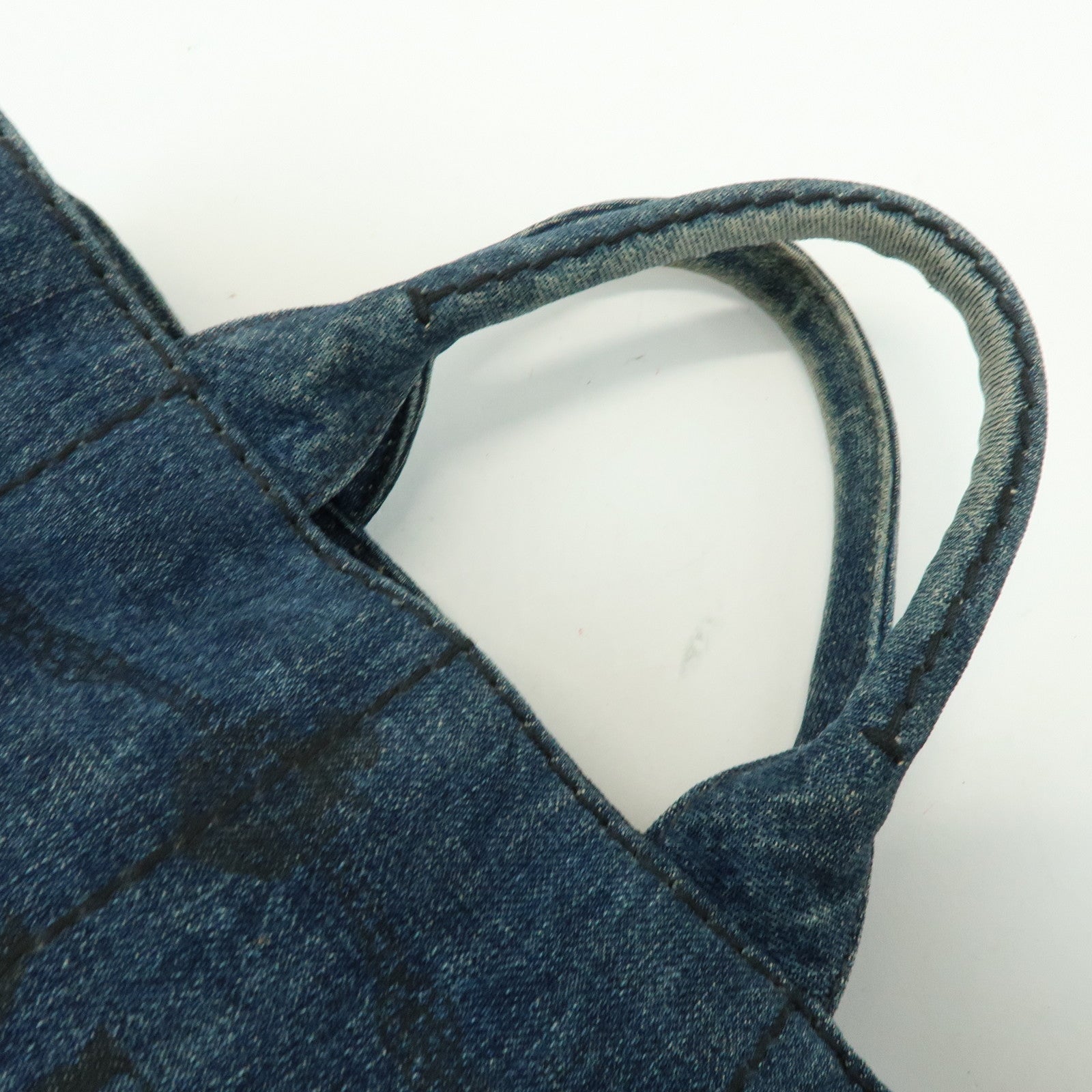 PRADA Triangle Logo Canapa Mini Denim Tote Bag Denim Blue BN2439