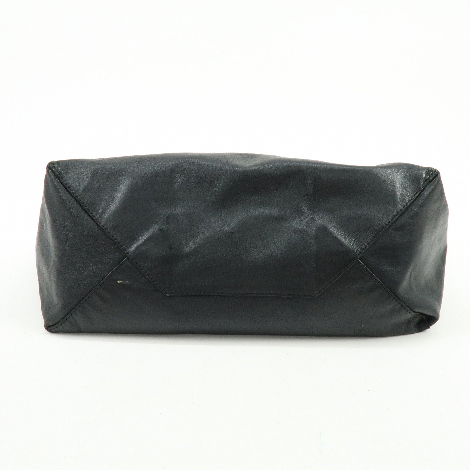 CELINE Horizontal Cabas Leather Tote Bag Hand Bag Black