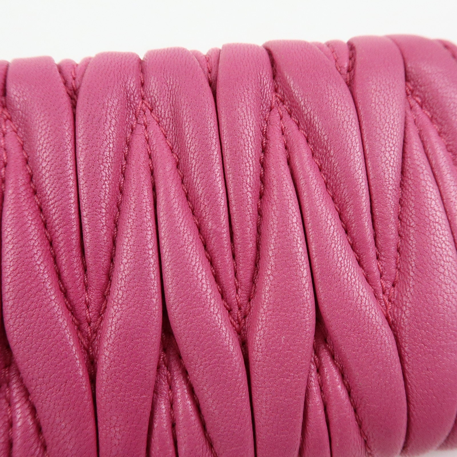 MIU MIU Matelasse Leather 6 Ring Key Case Key Holder Pink