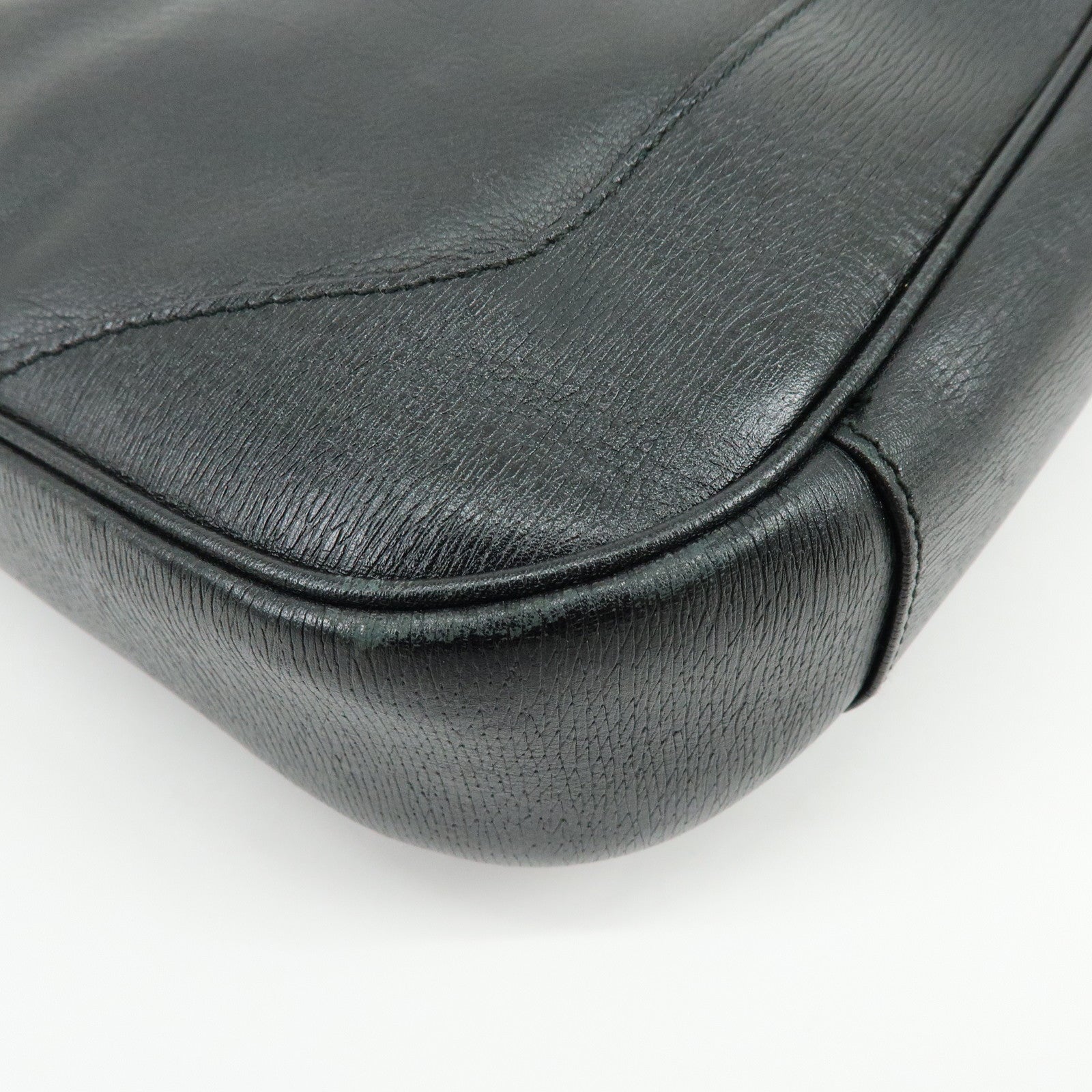 GUCCI Bamboo Leathe Hand Bag Shoulder Bag Black 001・4095