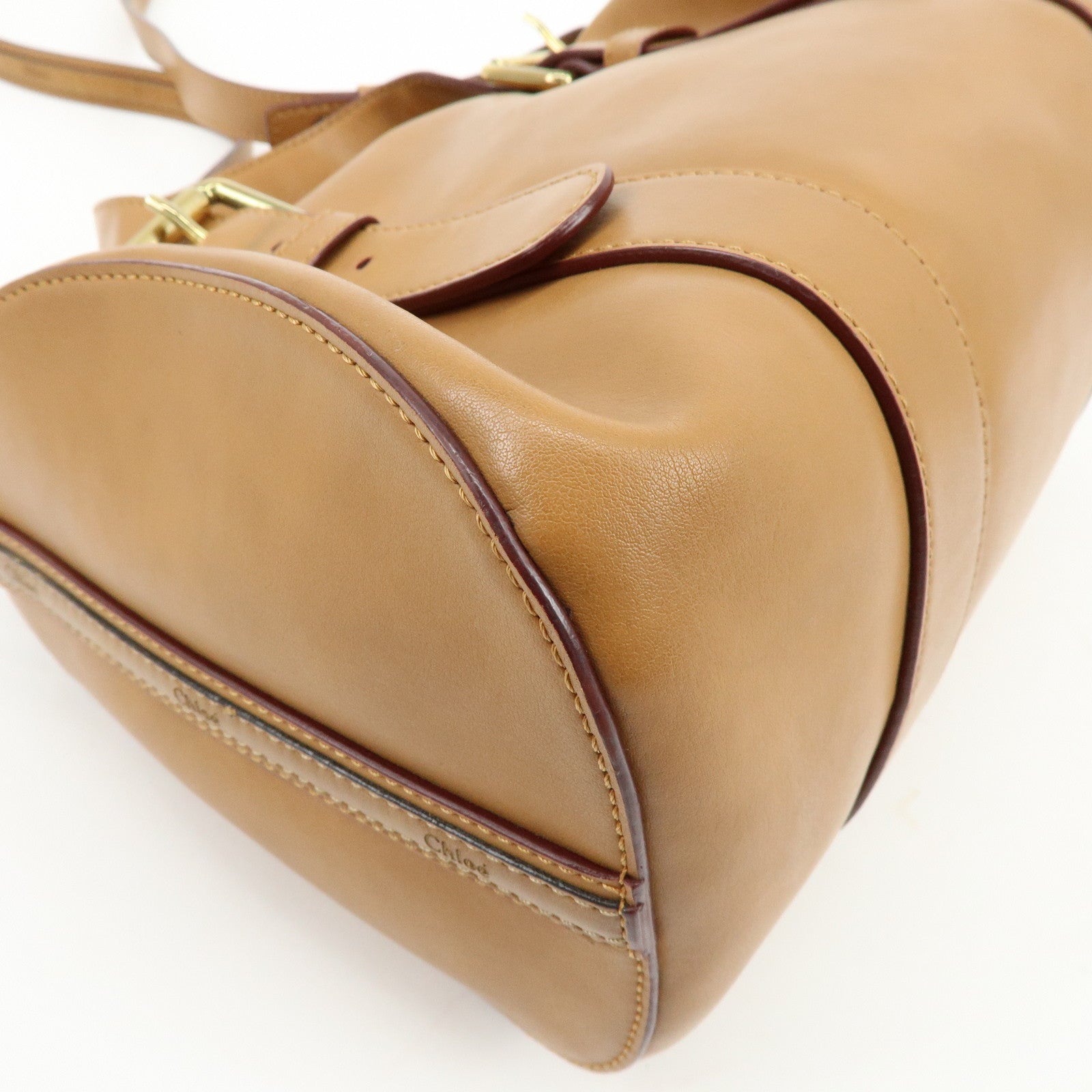 Chloe Sam Leather 2Way Bag Hand Shoulder Bag Brown Camel