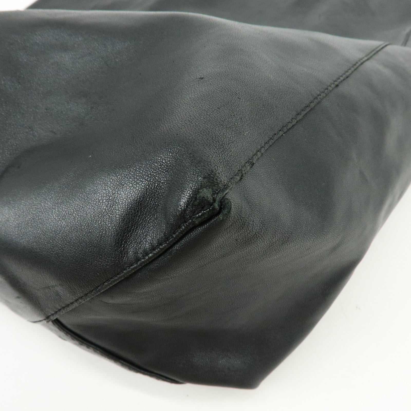CELINE Horizontal Cabas Leather Tote Bag Hand Bag Black