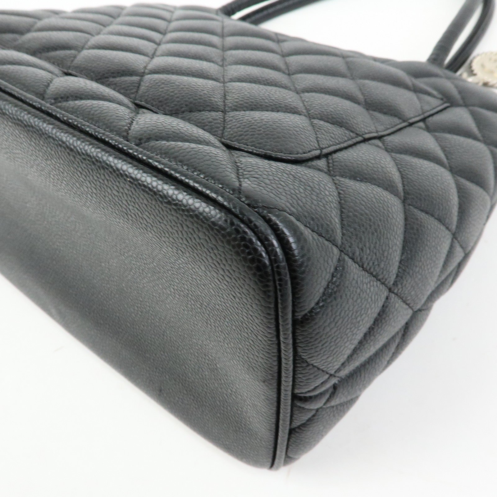 CHANEL Matelasse COCO Mark Medallion Tote Bag Hand Bag Black A01804