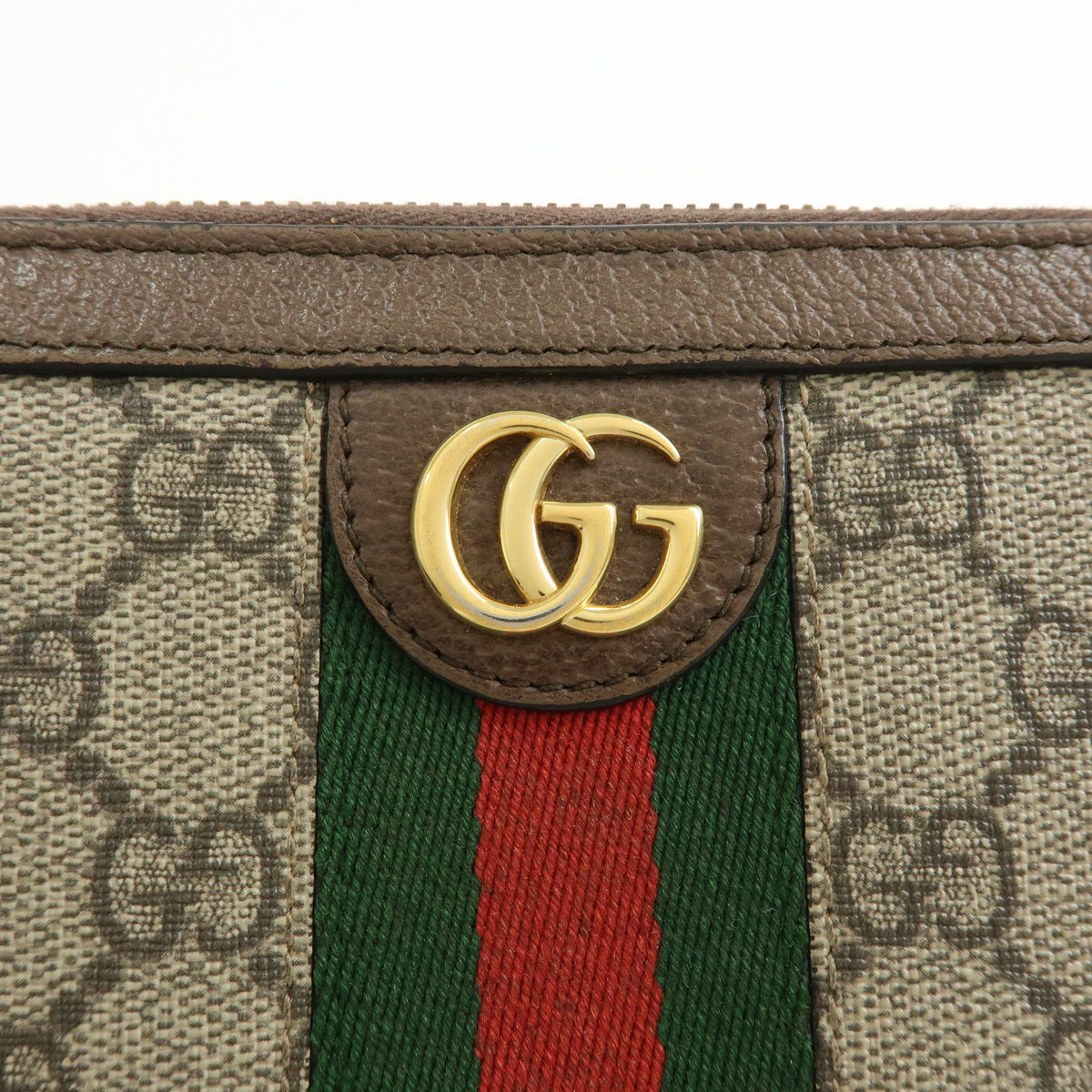 GUCCI Ophidia Sherry GG Supreme Leather Round Zippy Wallet 523154