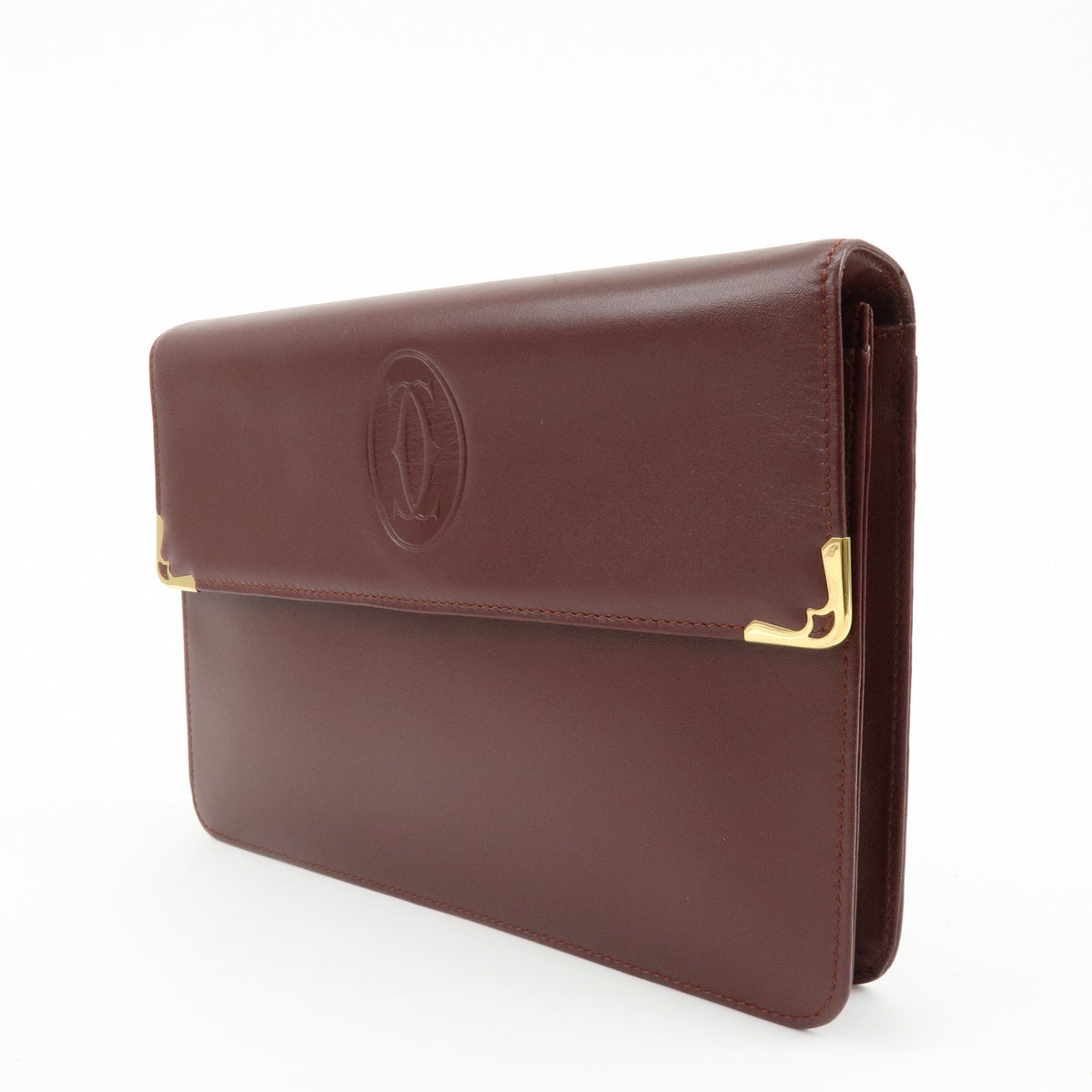 Cartier Must de Cartier Leather Clutch Bag Bordeaux
