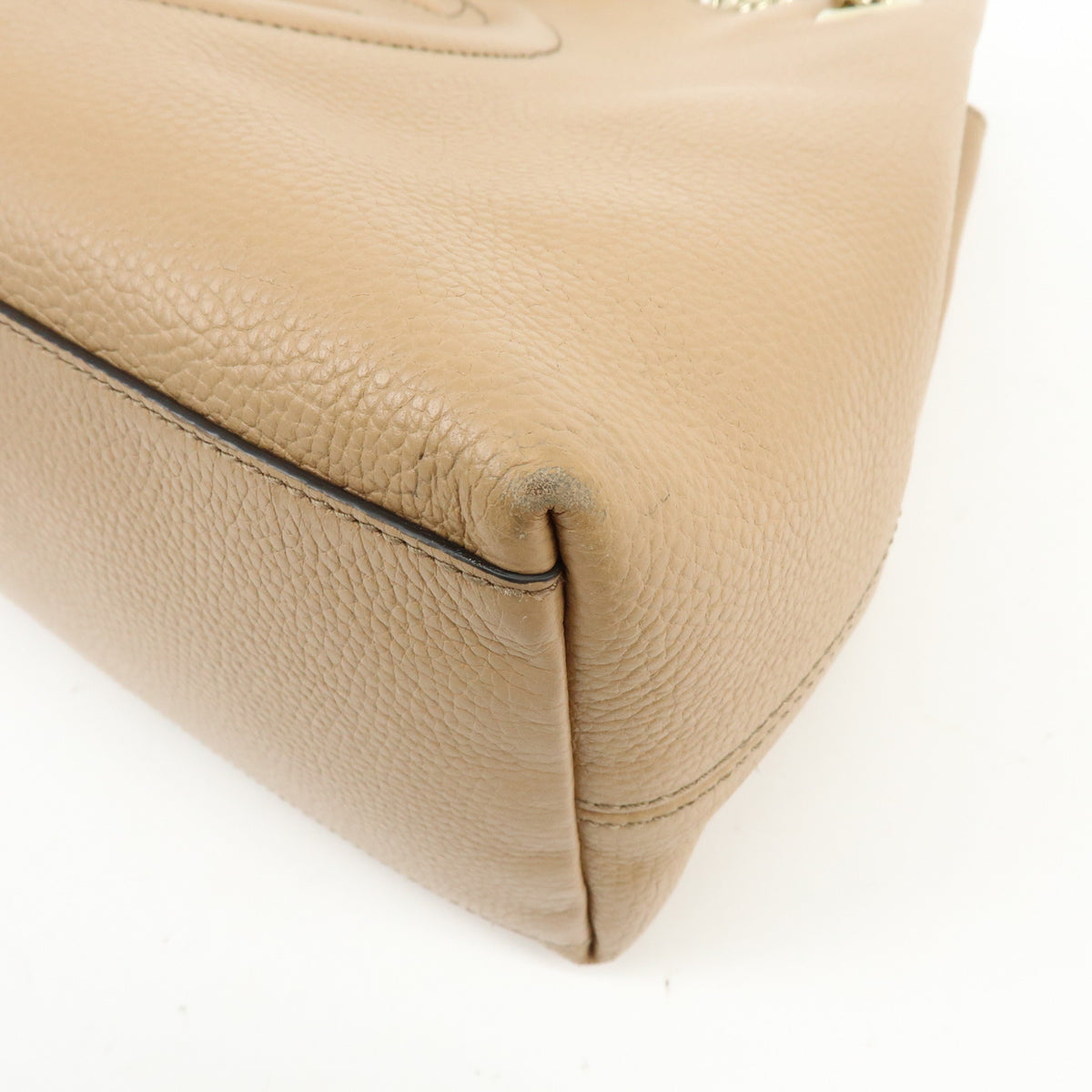 GUCCI SOHO Interlocking G Leather Chain Shoulder Bag Beige 536196