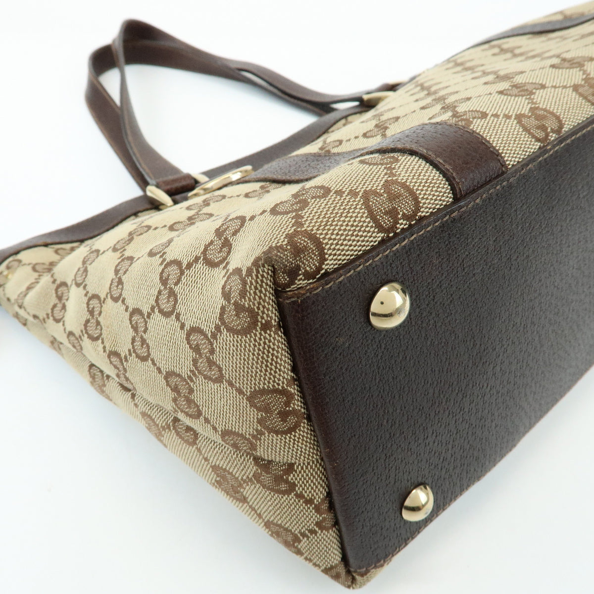GUCCI Abbey GG Canvas Leather Tote Bag Hand Bag Beige Brown 141470