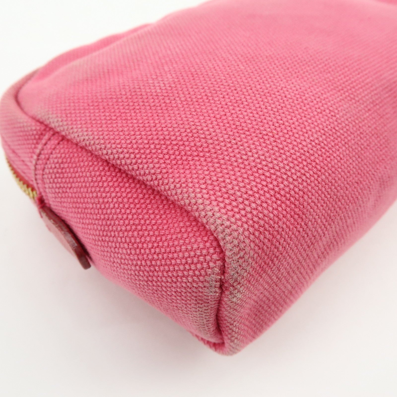 PRADA Triangle Logo Canvas Leather Pouch Cosmetic Pouch Pink