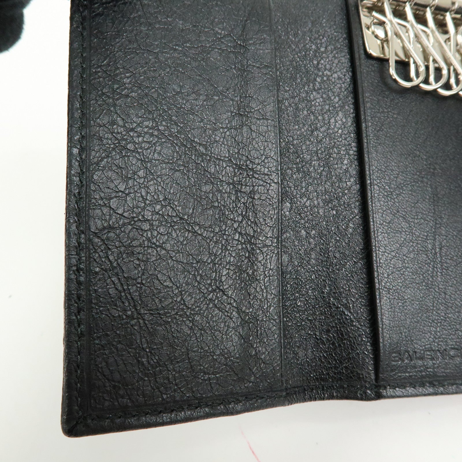 BALENCIAGA Leather Giant Osaka 6 Ring Key Case Key Holder Black 285377