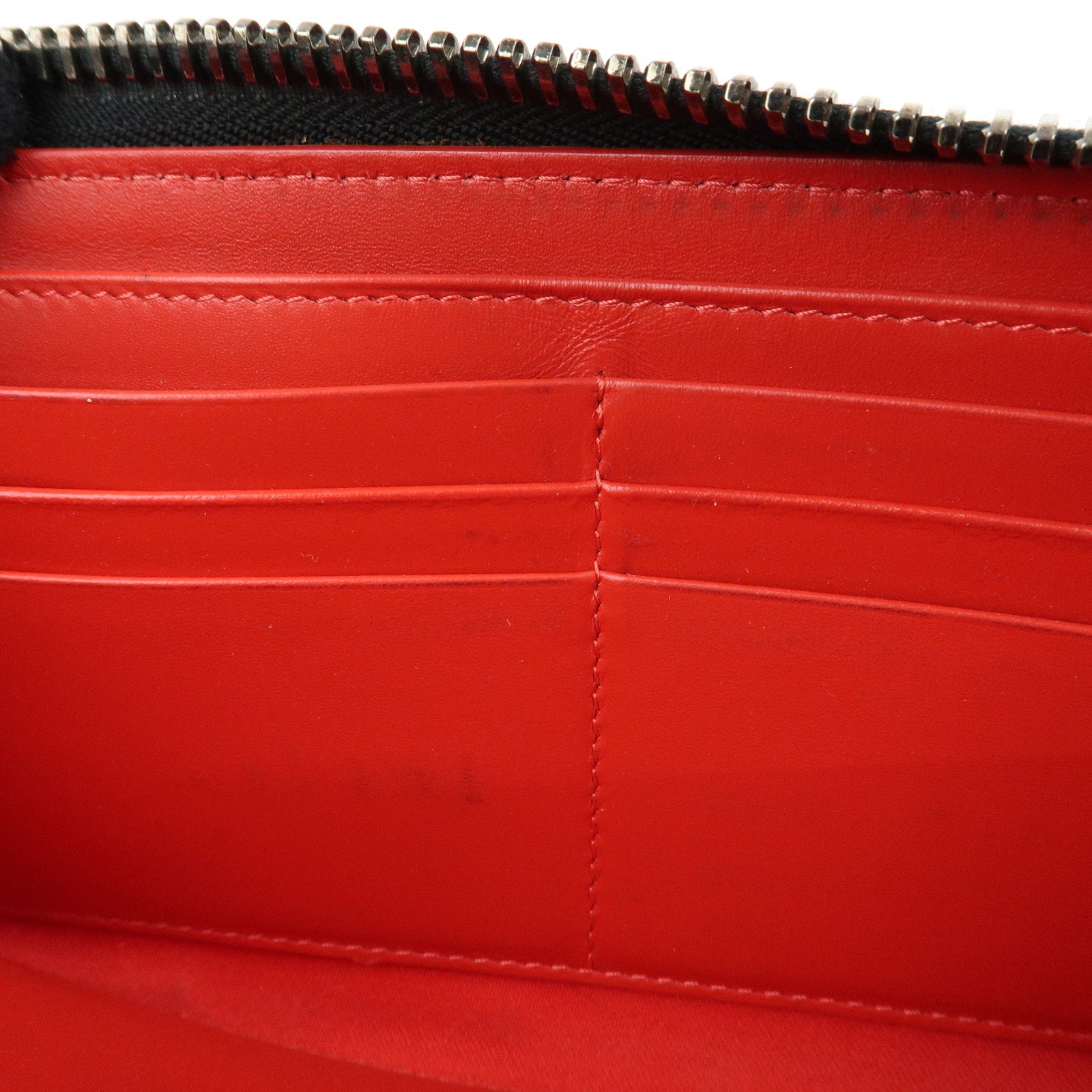 Christian Louboutin Studs Leather Round Zippy Long Wallet Black
