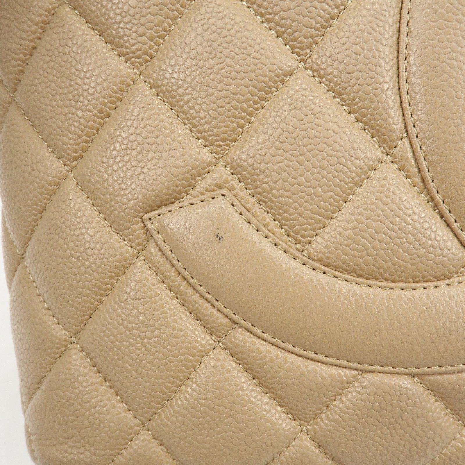 CHANEL Matelasse COCO Mark Caviarskin Medallion Tote Bag Beige A01804