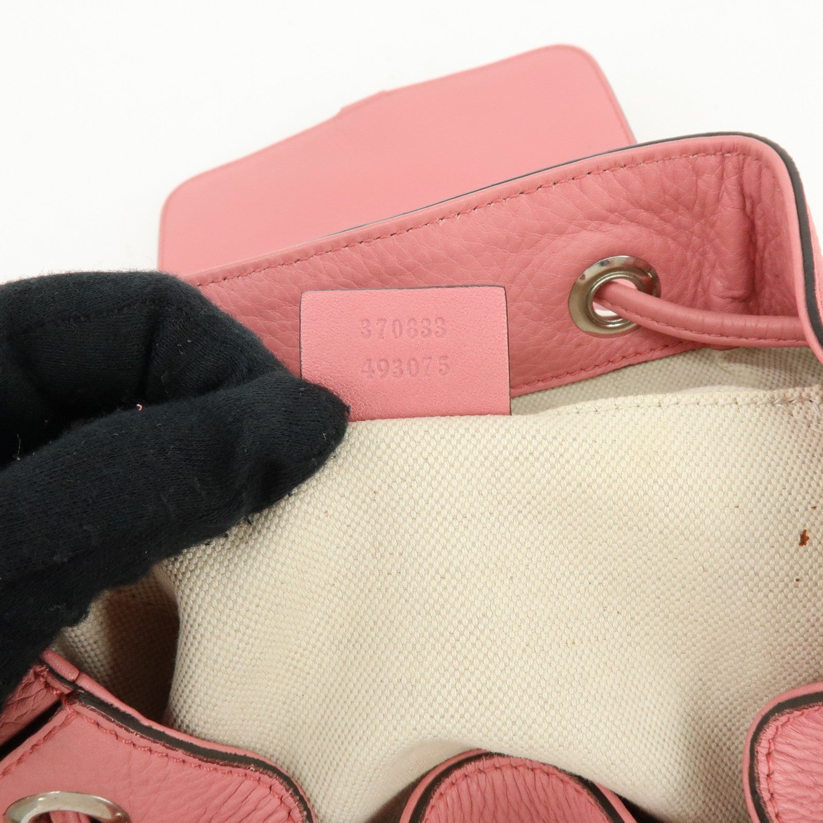 GUCCI Bamboo Tassel Leather Backpack Rucksack Pink 370833