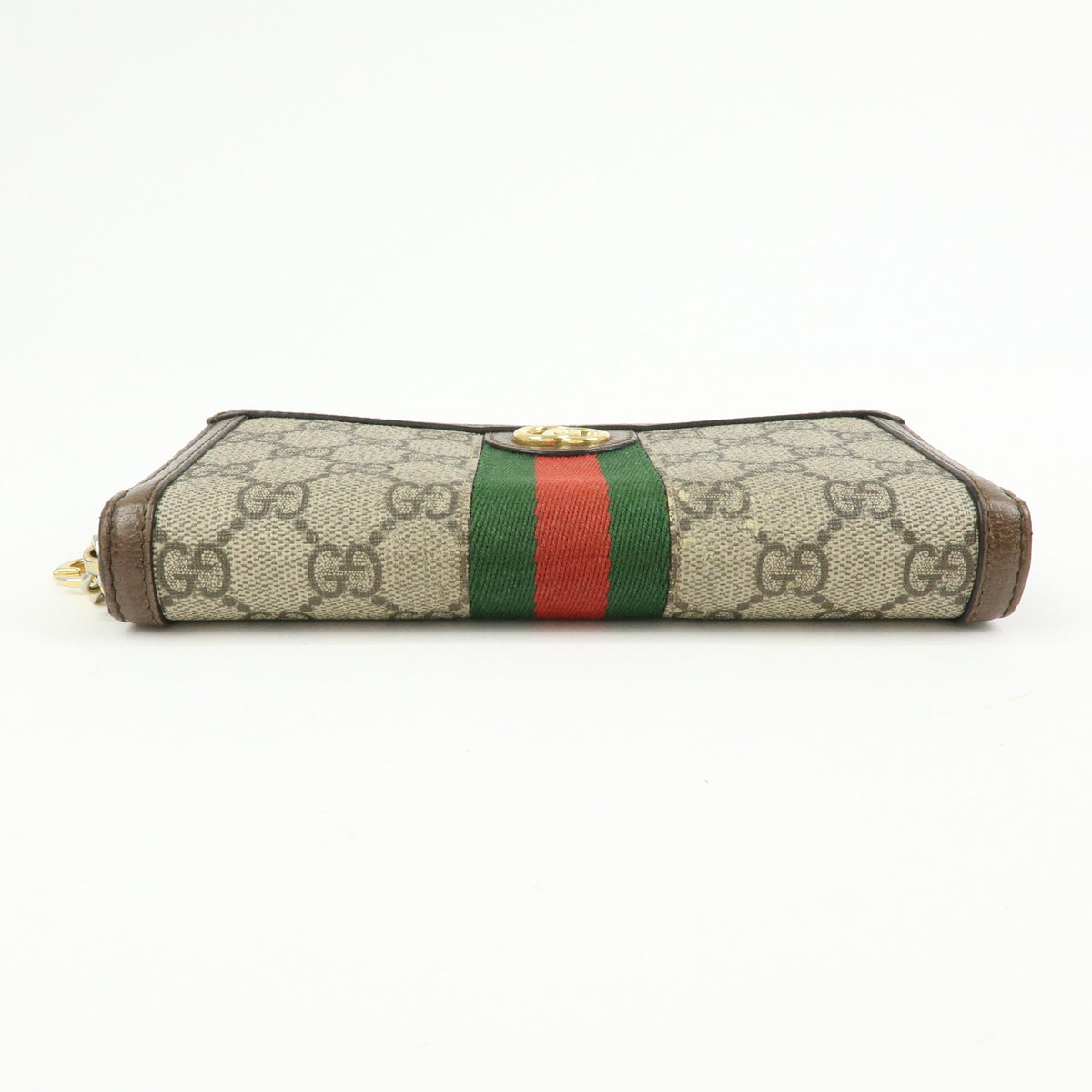 GUCCI Ophidia Sherry GG Supreme Leather Round Zippy Wallet 523154