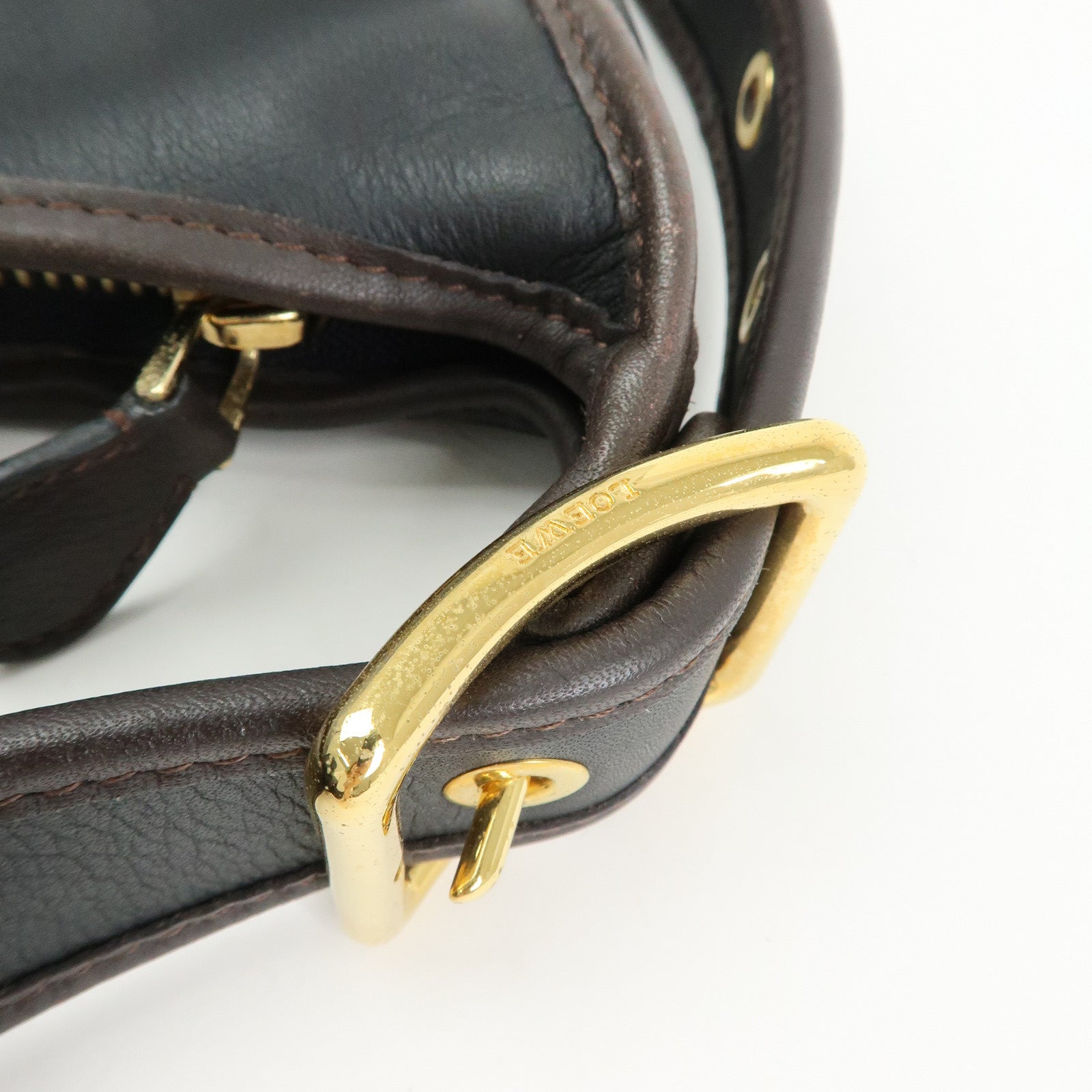LOEWE Anagram Leather Sophia Shoulder Bag Crossbody Bag Black Brown