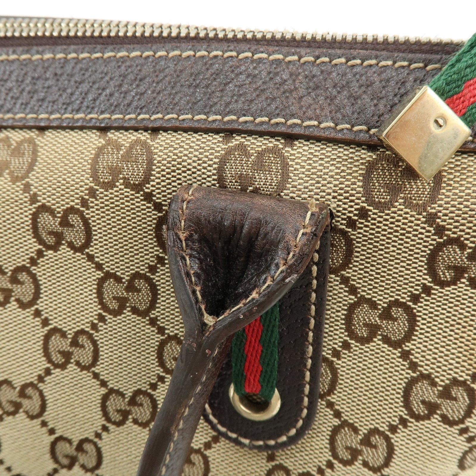 GUCCI Sherry Princy GG Canvas Leather Tote Bag Shoulder Bag 177052