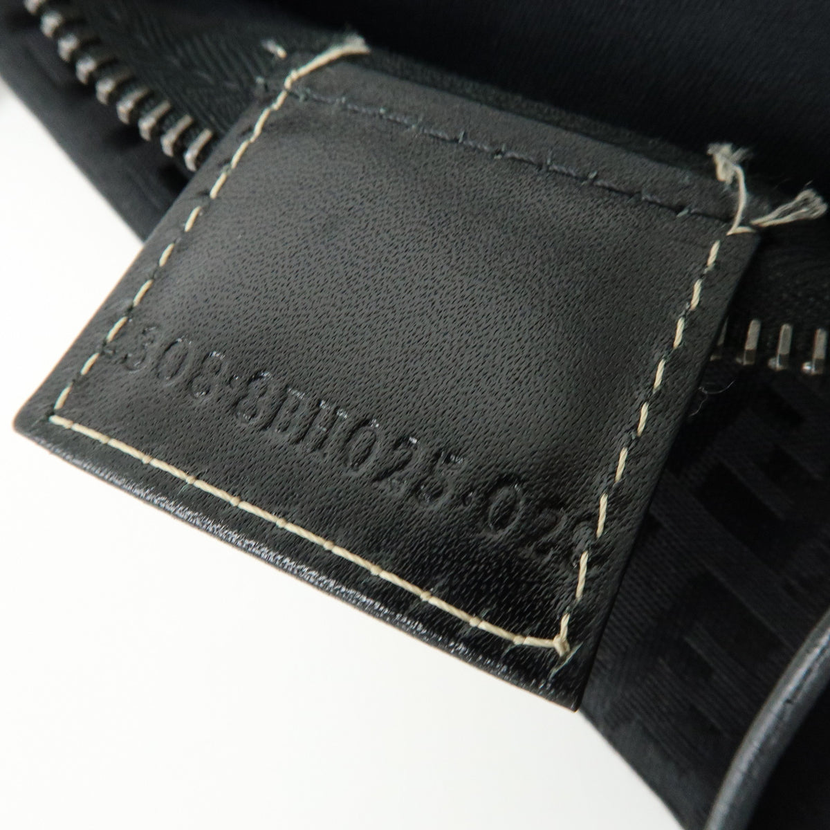 FENDI Zucchino Jacquard Canvas Leather Tote Shoulder Bag Black 8BH025
