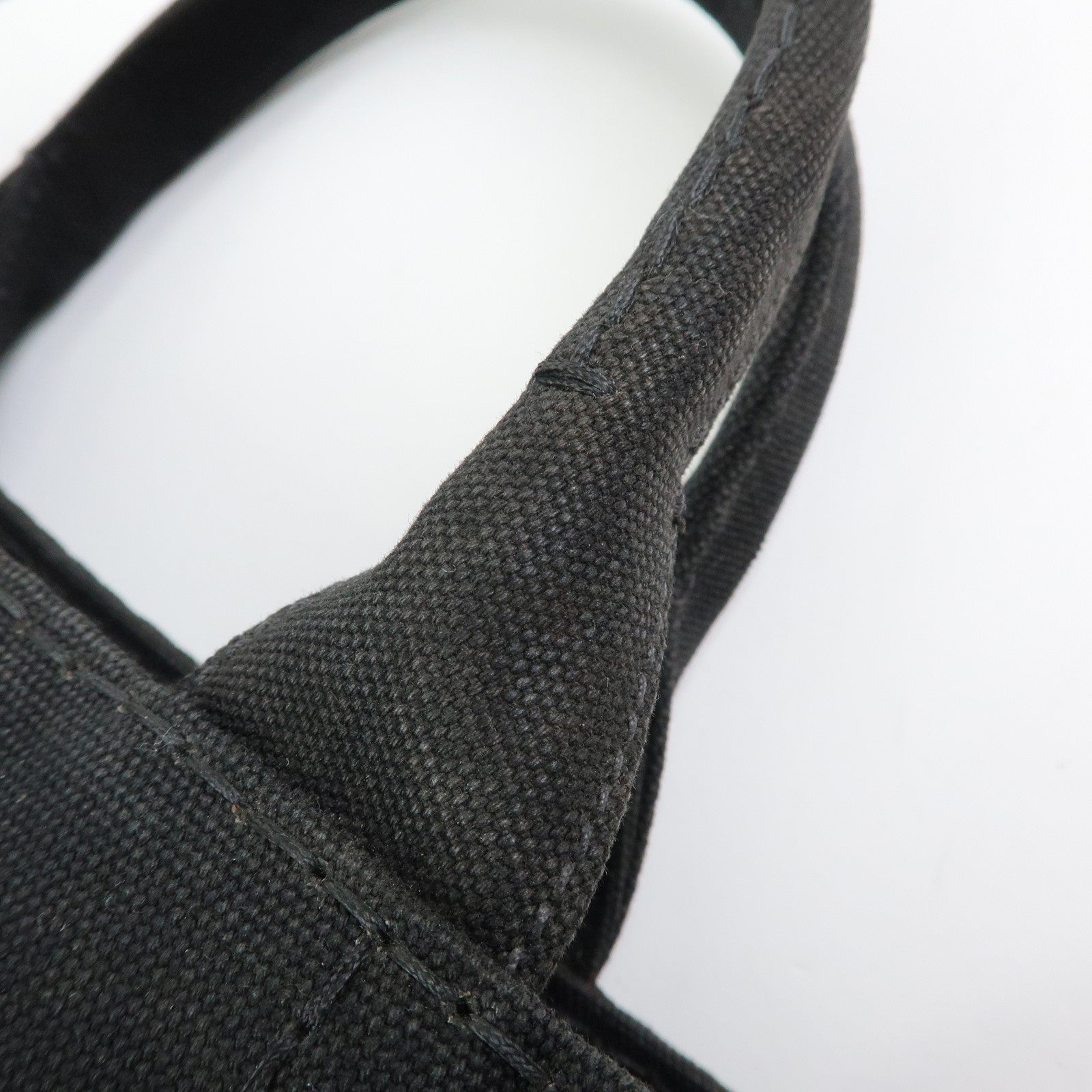 PRADA Canapa Triangle Logo Mini Canvas 2Way Hand Bag Black 1BG439