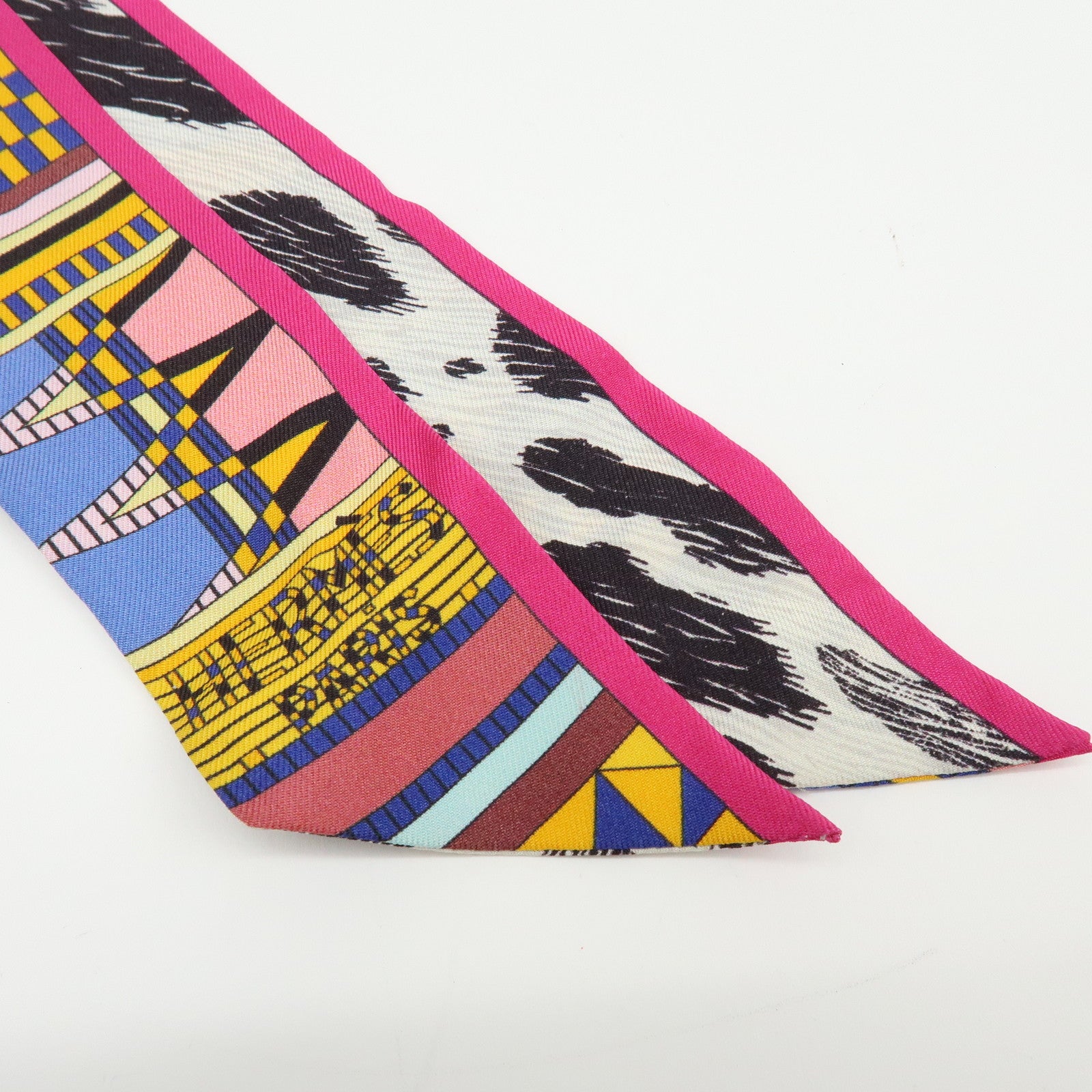 HERMES Twilly Silk 100% Scarf PELAGES ET CAMOUFLAGE Multicolor
