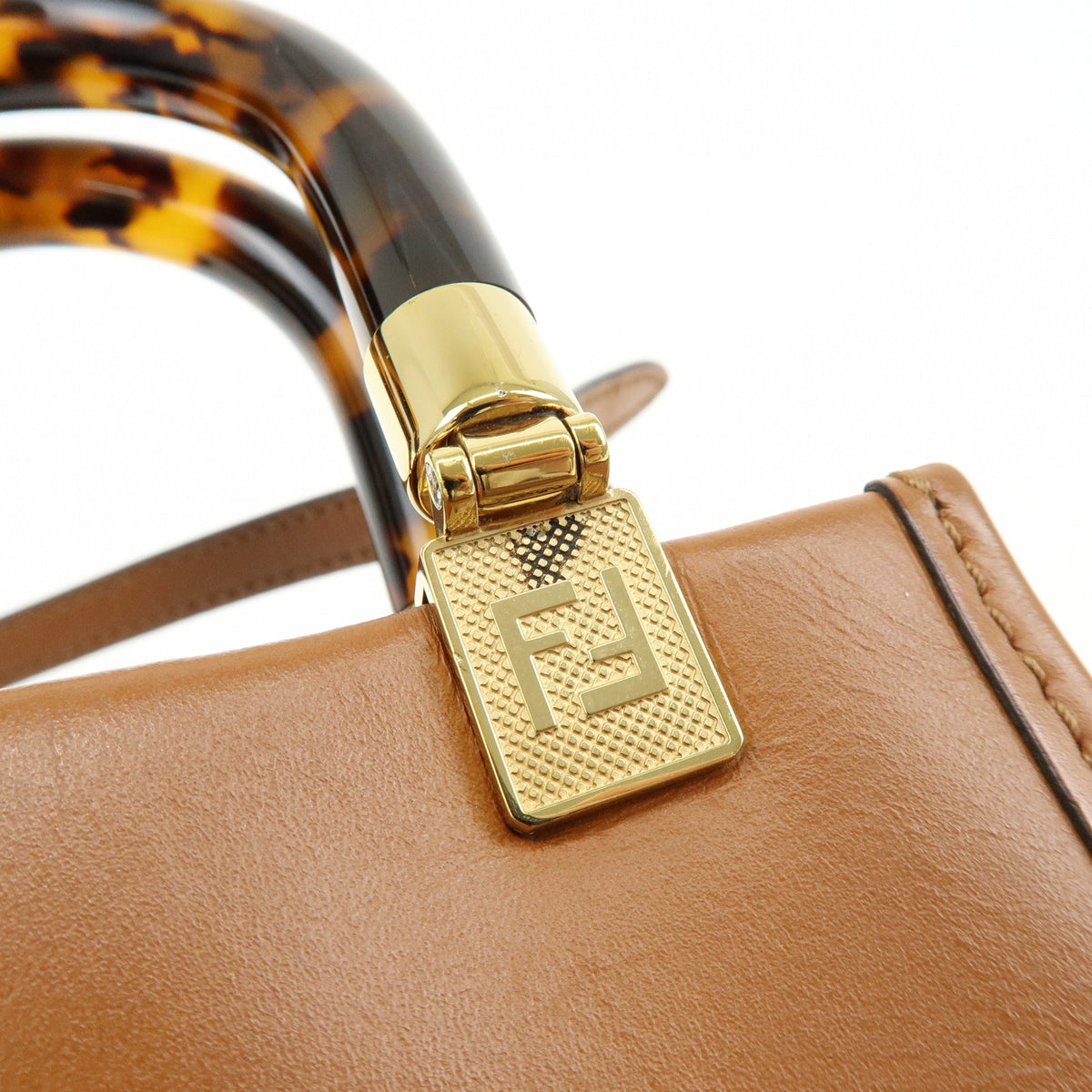 FENDI Sunshine Shopper Small 2Way Bag Shoulder Bag Camel 8BS051