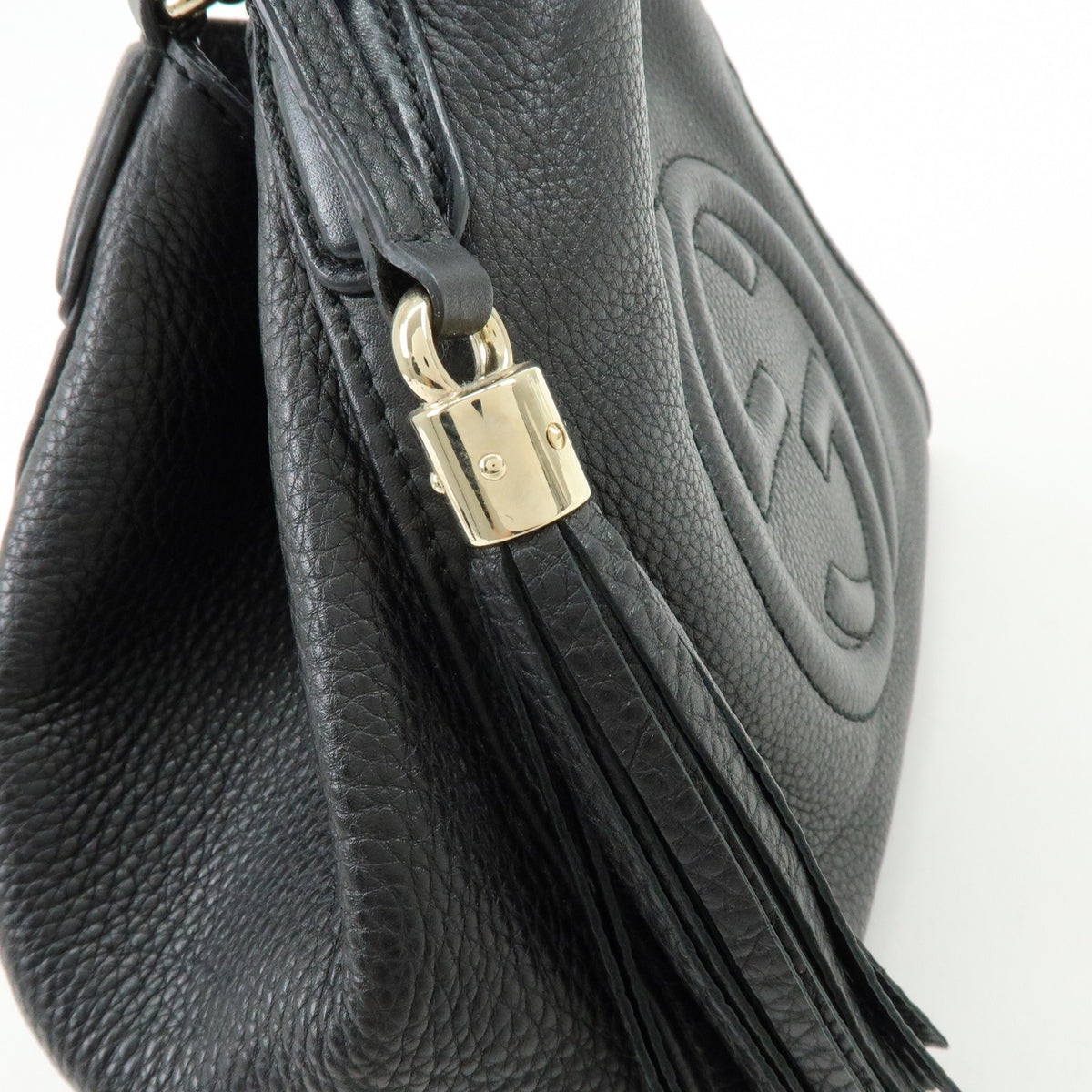 GUCCI SOHO Interlocking G Leather 2Way Bag Hand Bag Black 336751