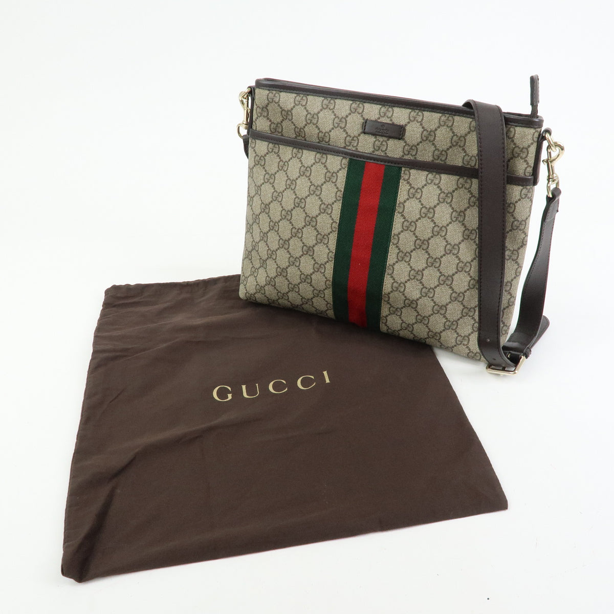 GUCCI Sherry GG Supereme Leather Shoulder Bag Beige 388926