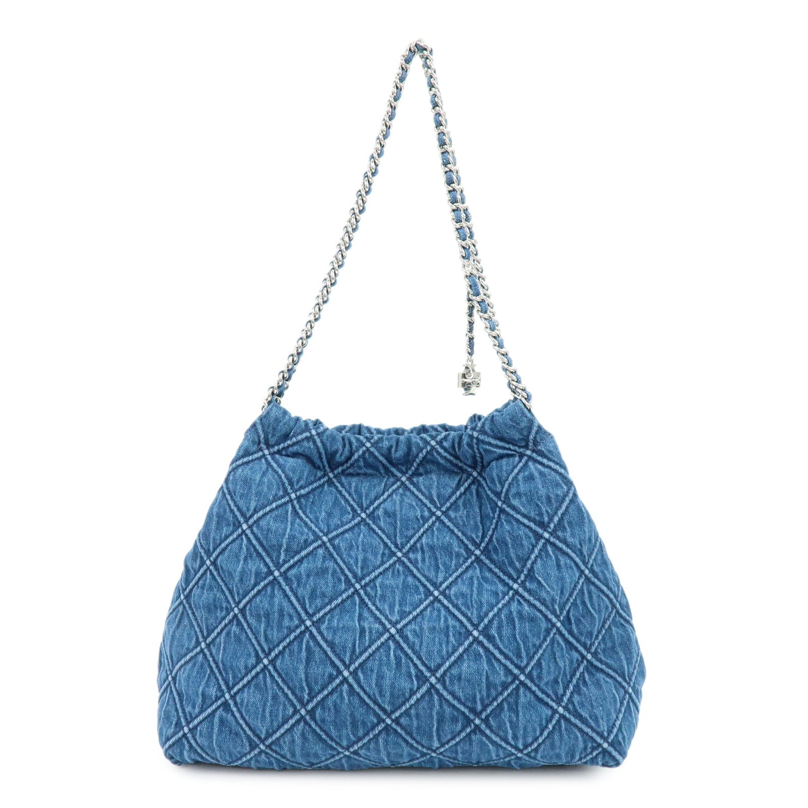 TORY BURCH Hobo Denim Chain Shoulder Bag Tote Bag Blue