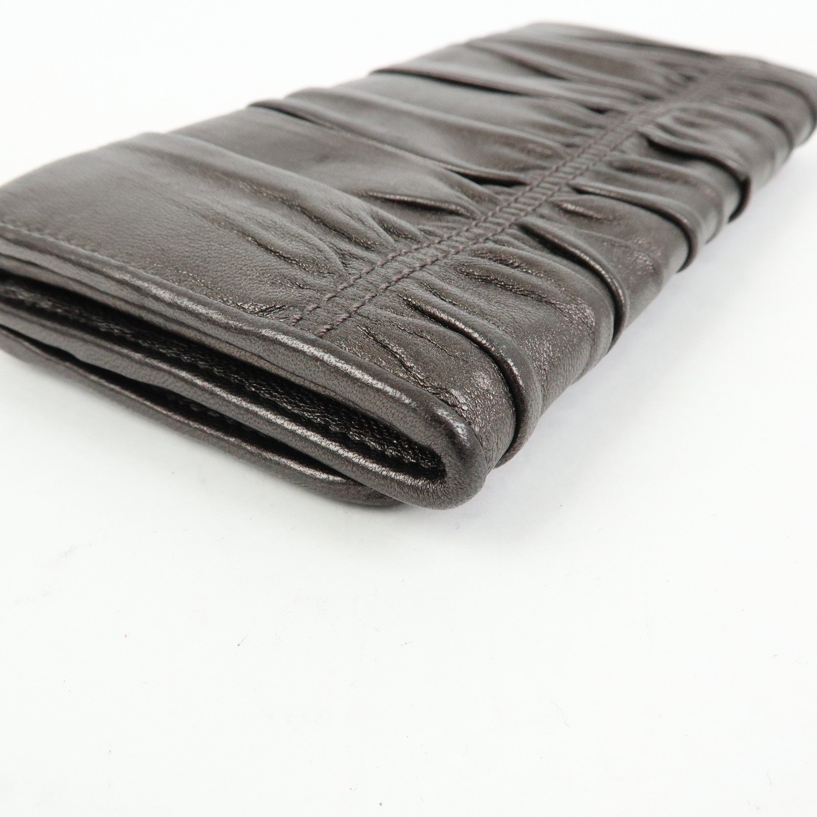 PRADA Logo Nappa Gaufre Leather Flap Bi-fold Long Wallet Bronze 1M1132