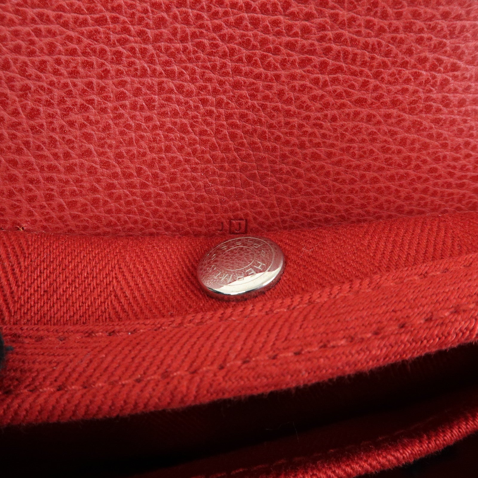 HERMES Valparaiso PM Toile Chevron Leather Hand Bag □J Stamped Red