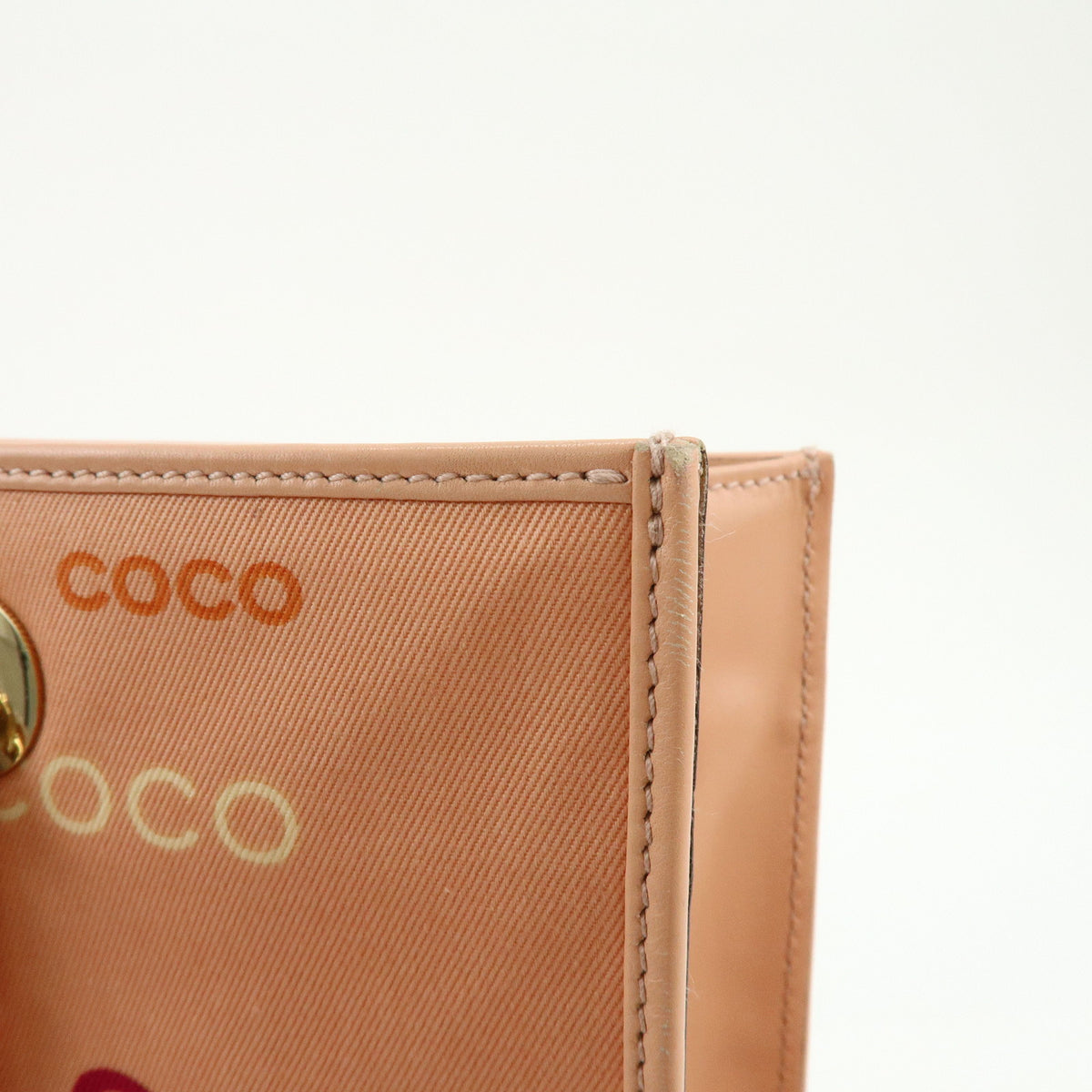 CHANEL COCO Mark Canvas Leather Chain Shoulder Bag Tote Bag Pink Orange