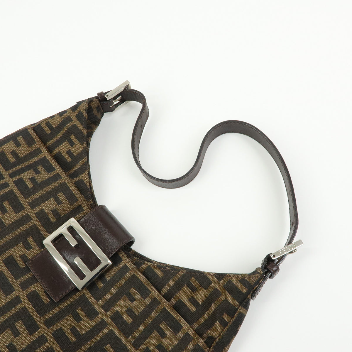 FENDI Zucca Canvas Leather Shoulder Bag Hand Bag Black Brown 26569