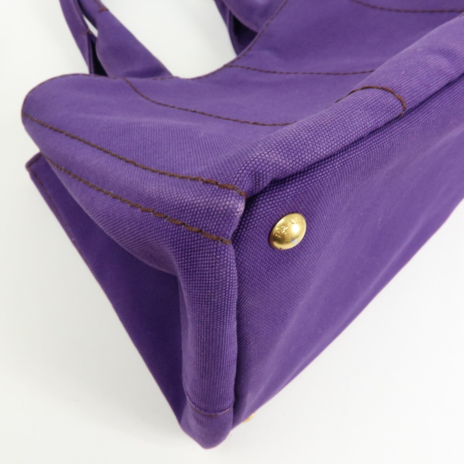 PRADA Canapa Triangle Logo Canvas Tote Bag Hand Bag Purple BN1877