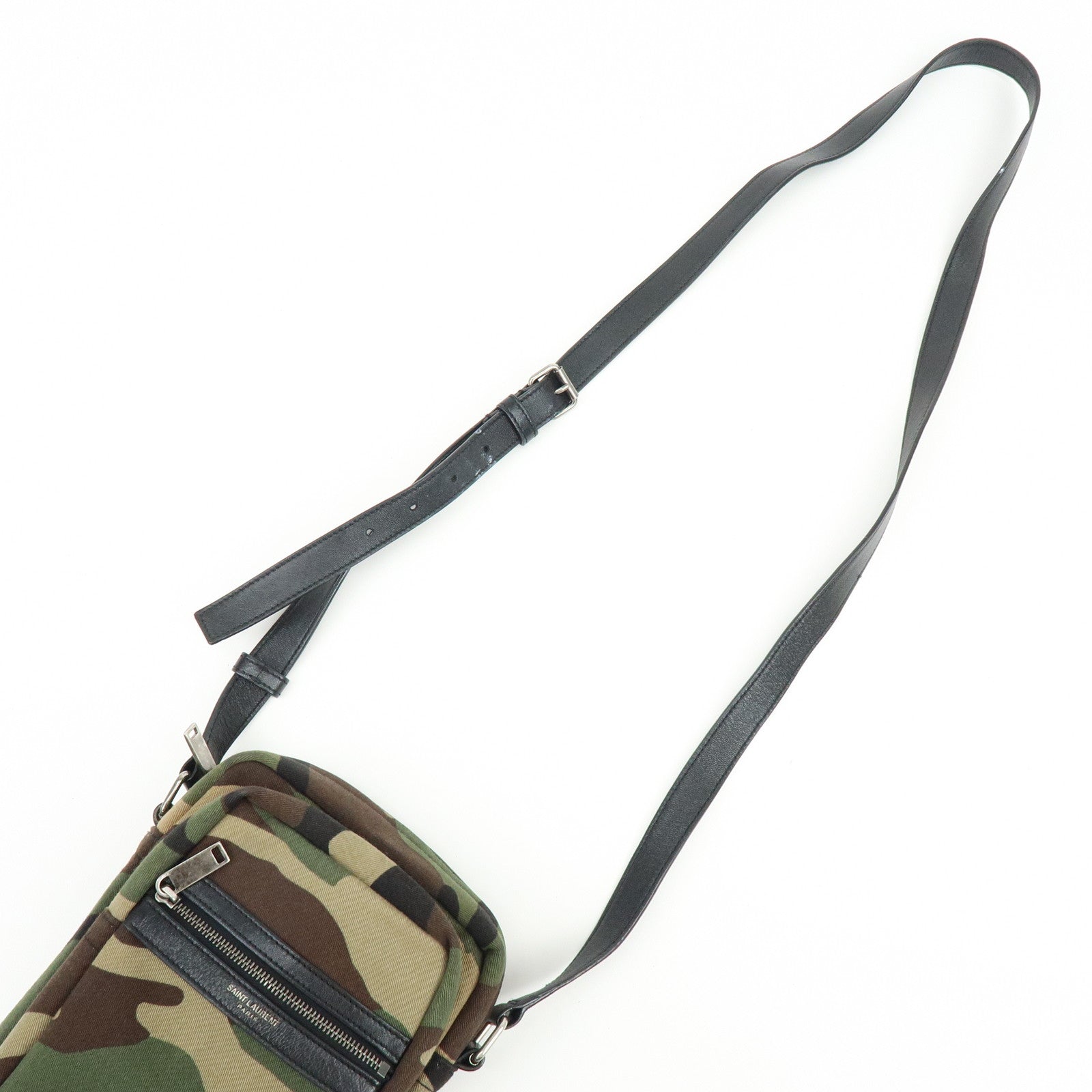 SAINT LAURENT PARIS Canvas Leather Shoulder Bag Camouflage 581700