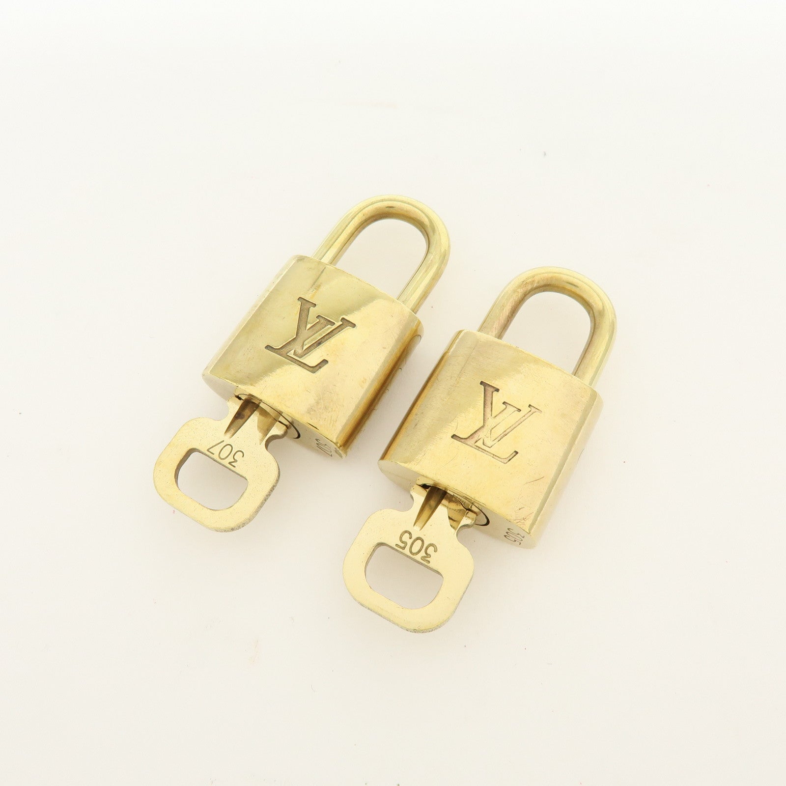 Louis Vuitton Lot of 10 Metal Lock & Key Cadena Key Lock Gold