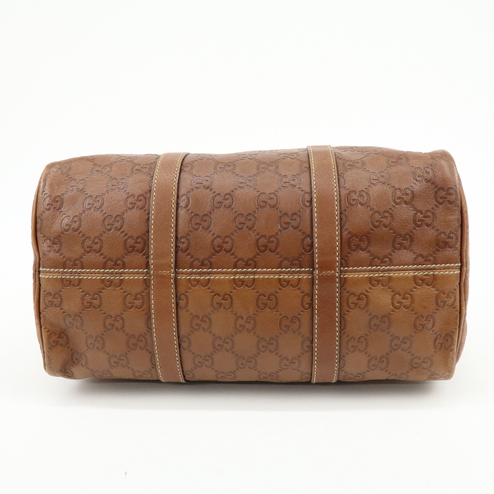 GUCCI Guccissima Leather Boston Bag Hand Bag Brown 193603
