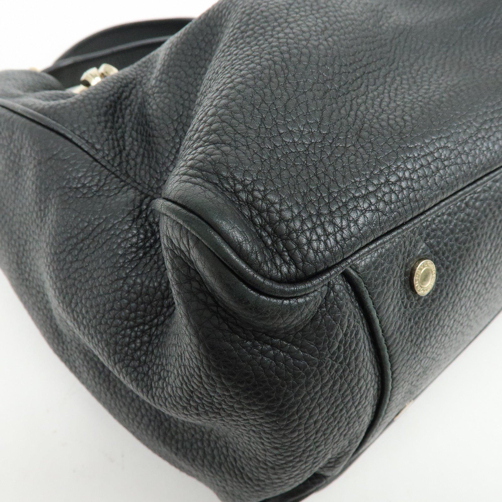 BVLGARI Monete Leather Chain 2Way Bag Shoulder Bag Black Gold