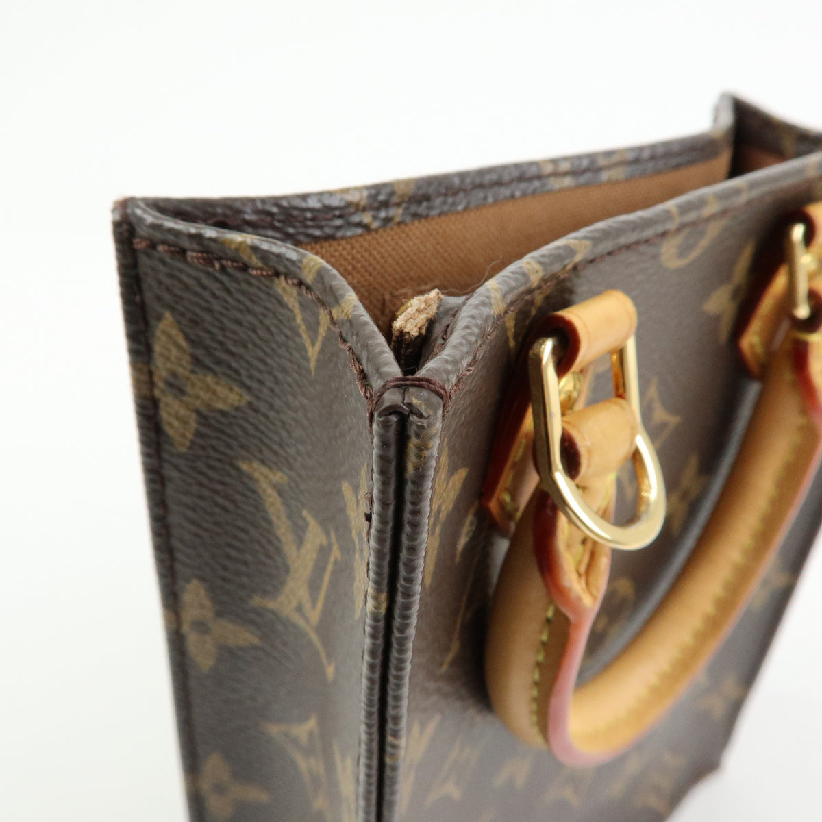 Louis Vuitton Monogram Petit Sac Plat 2Way Shoulder Bag Brown M69442