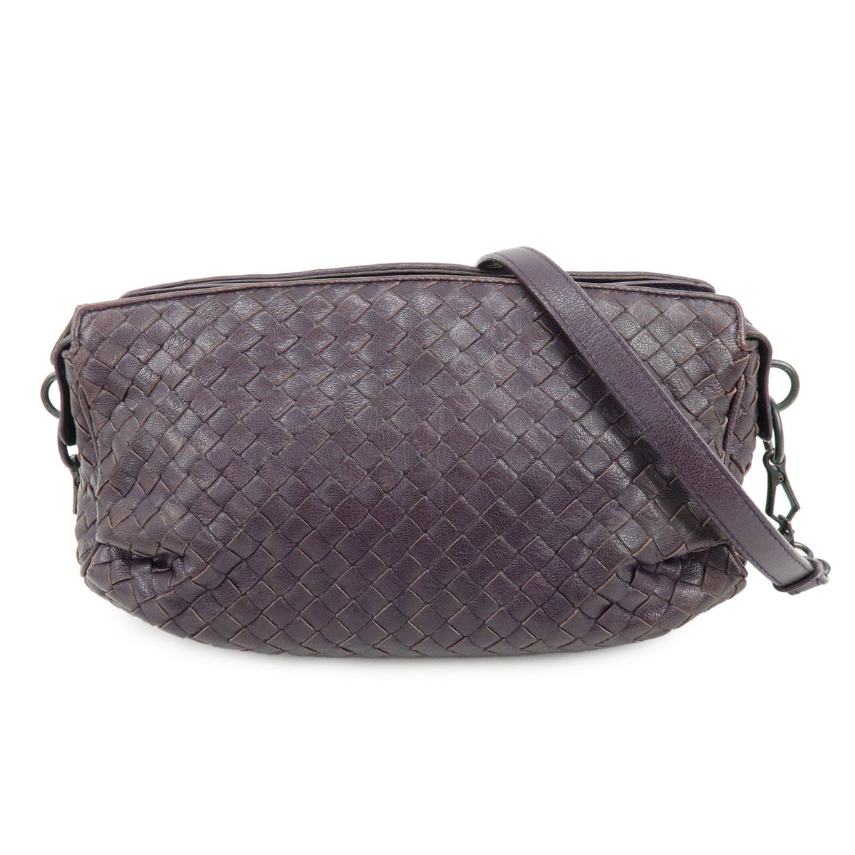 BOTTEGA VENETA Intrecciato Leather Shoulder Bag Crossbody Bag Purple