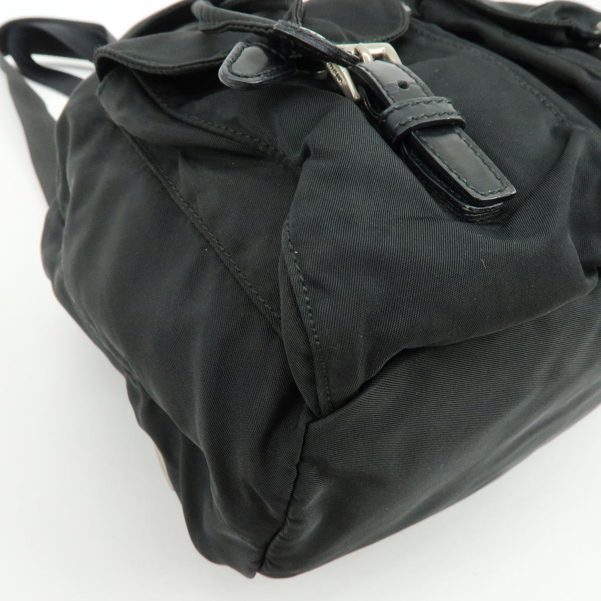 PRADA Triangle Logo Nylon Leather Backpack Rucksack Black