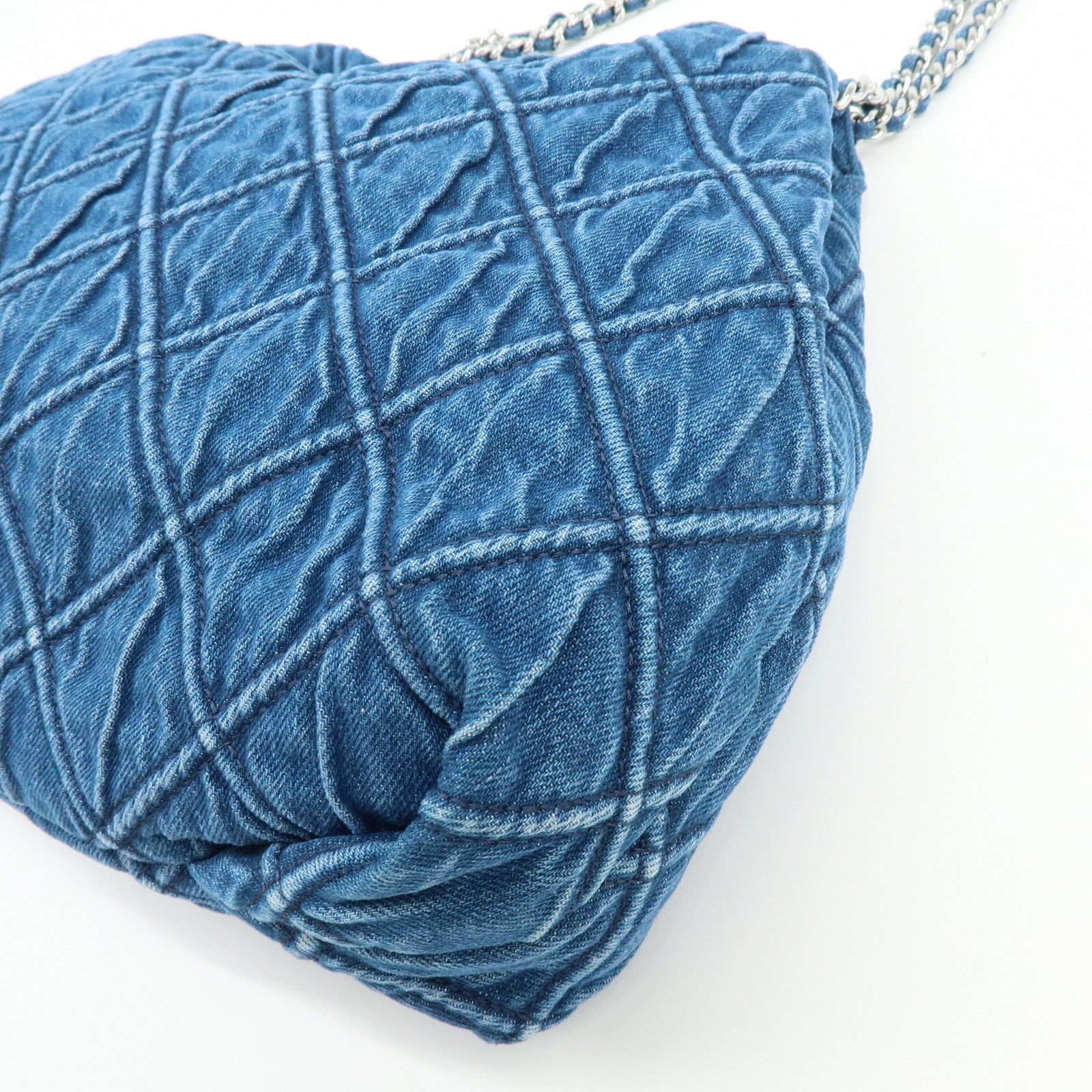TORY BURCH Hobo Denim Chain Shoulder Bag Tote Bag Blue