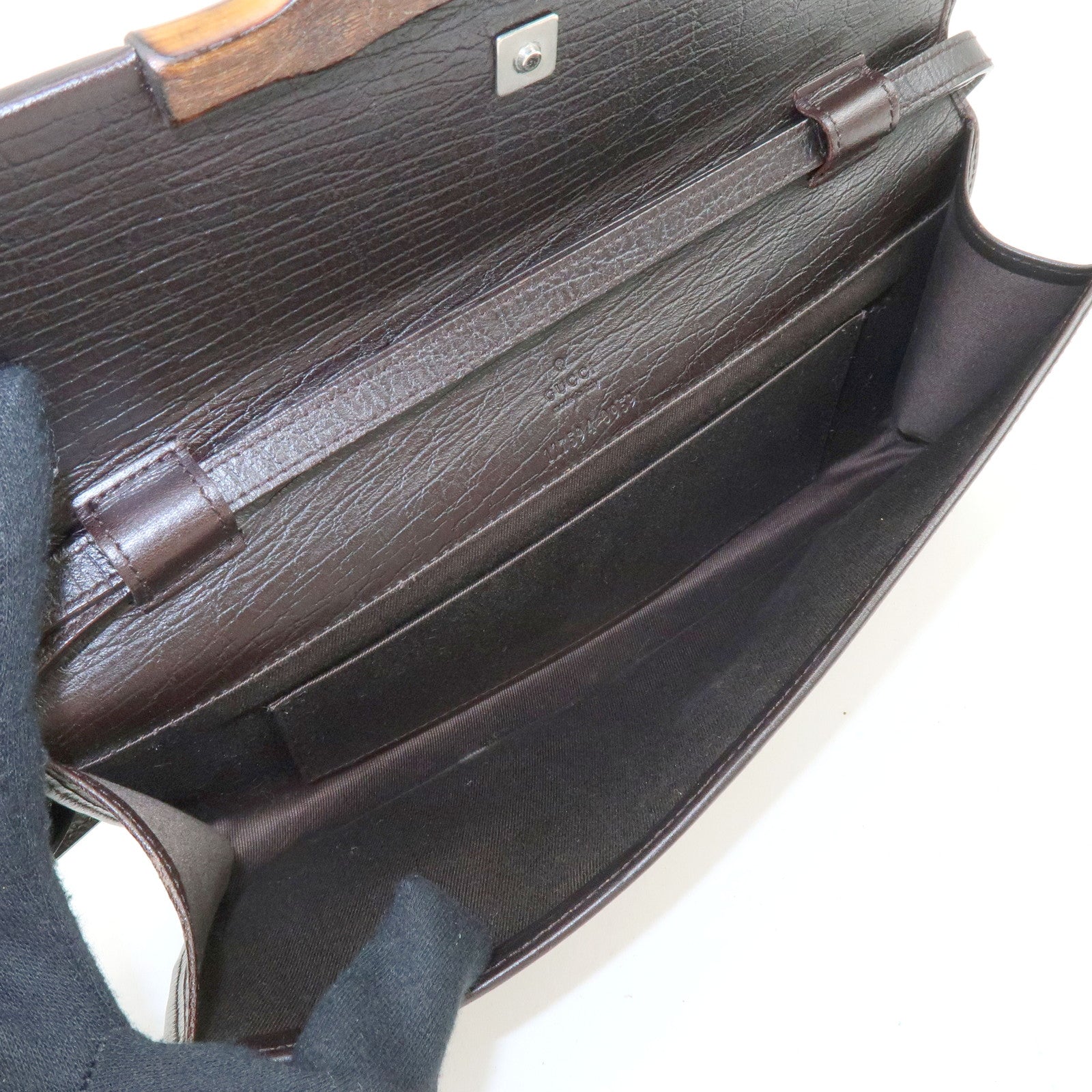 GUCCI Bamboo GG Canvas Leather 2Way Bag Hand Bag Beige Brown 117594