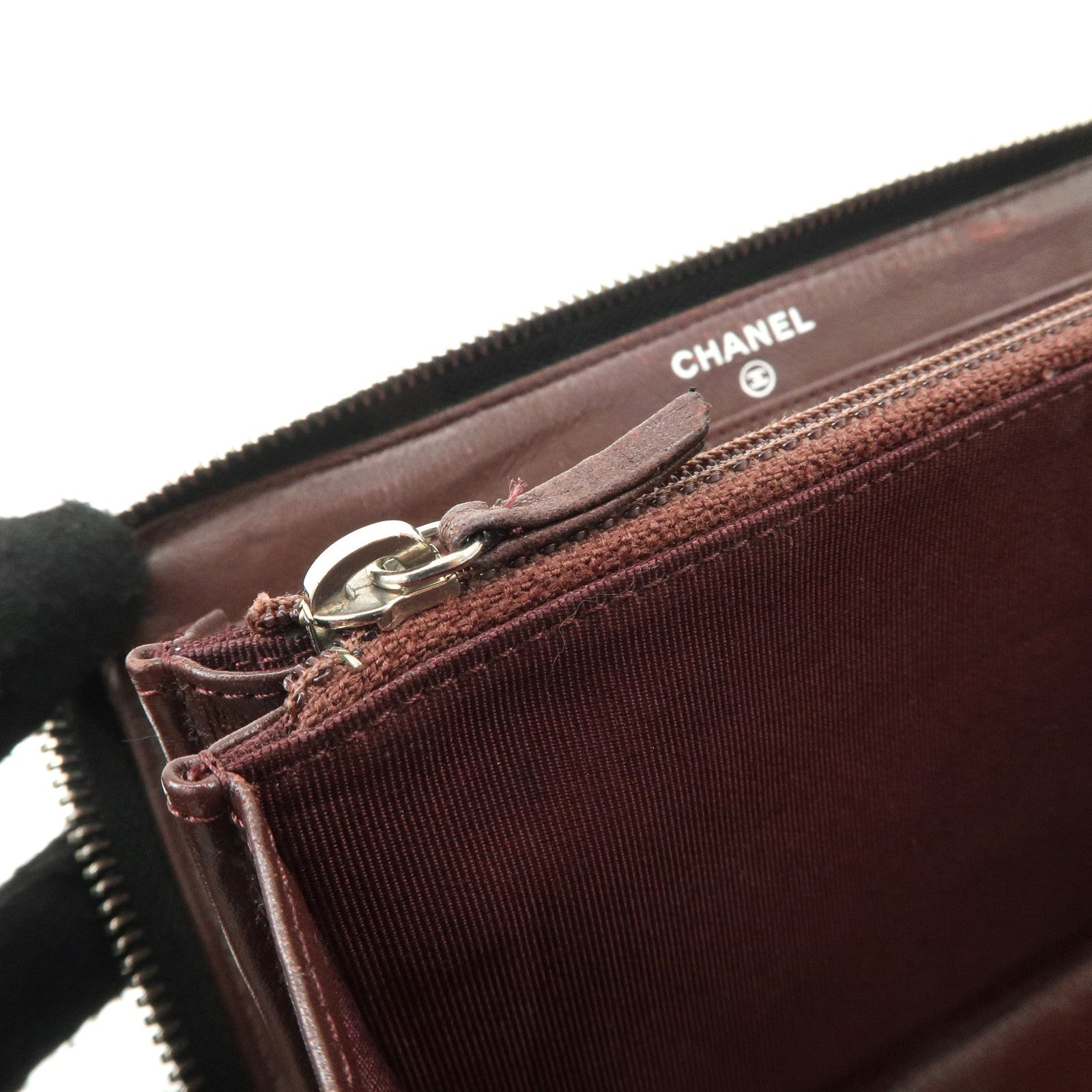 CHANEL COCO Mark Matelasse Caviarskin Zip Around Long Wallet A50097 Used