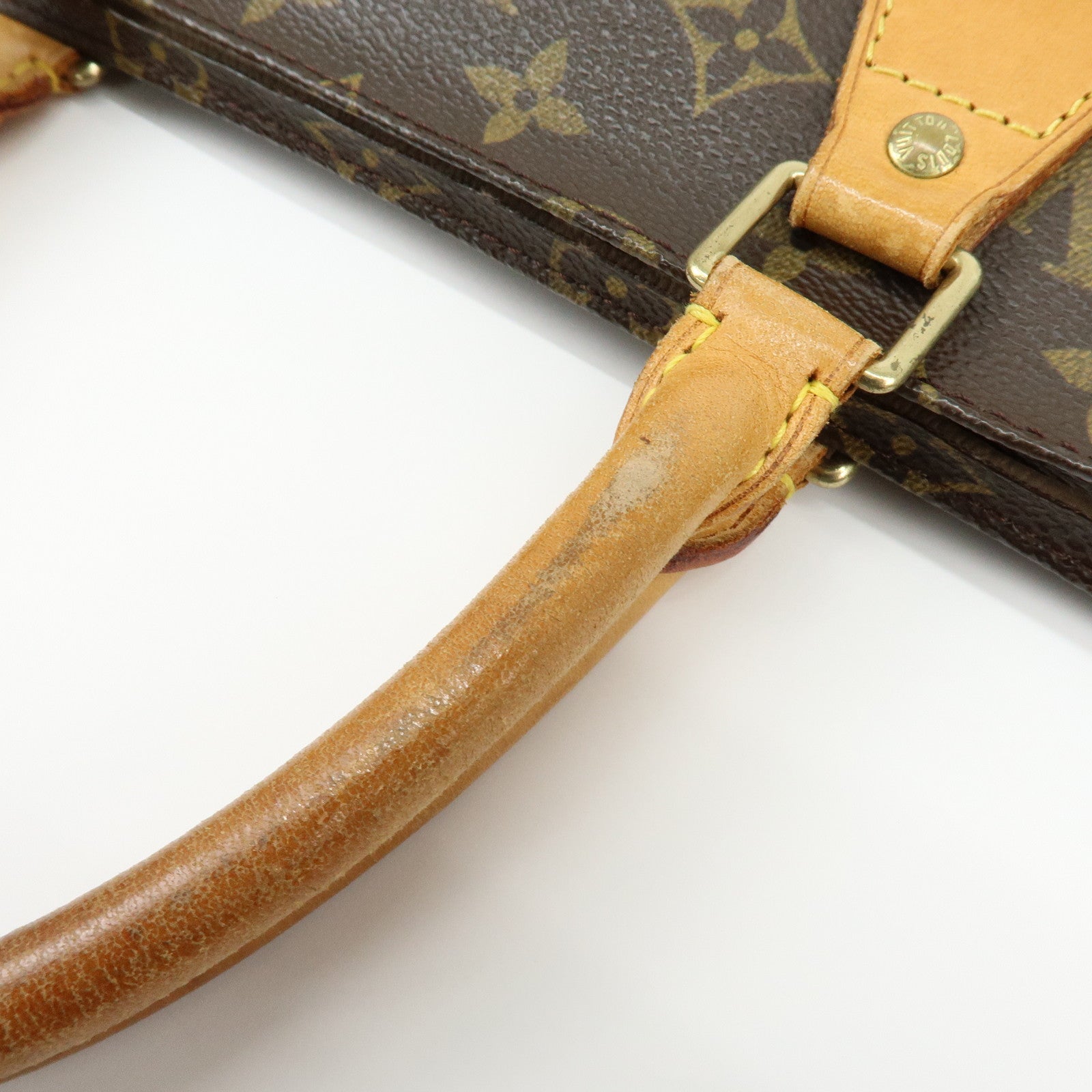 Louis Vuitton Monogram Sac Plat Tote Bag Hand Bag Brown M51140