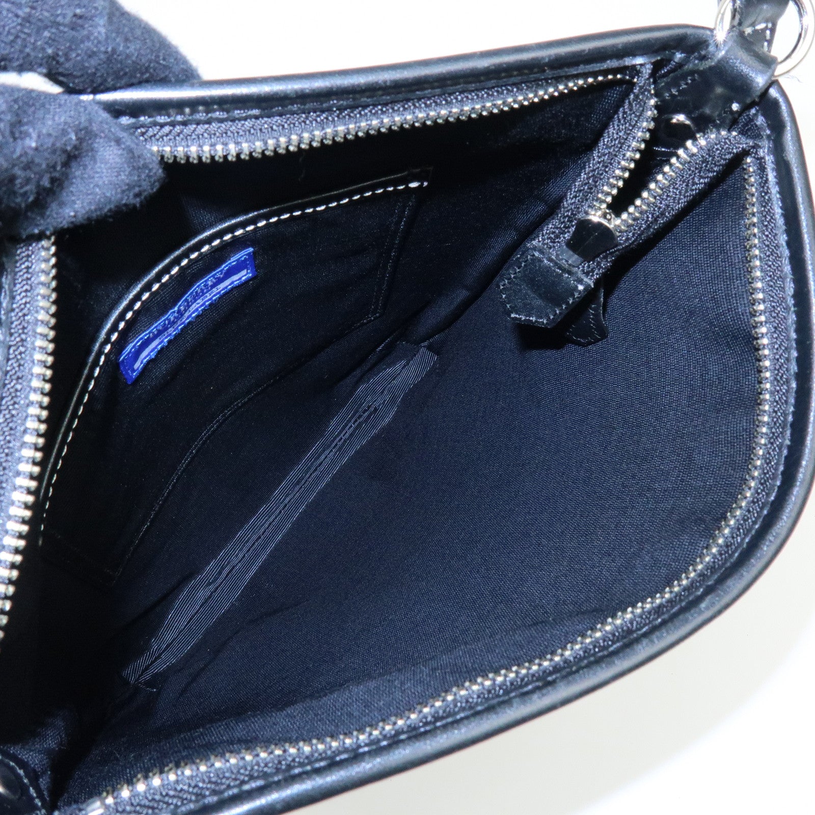 BURBERRY Blue Label Nova Plaid Canvas Leather Shoulder Bag Beige Black