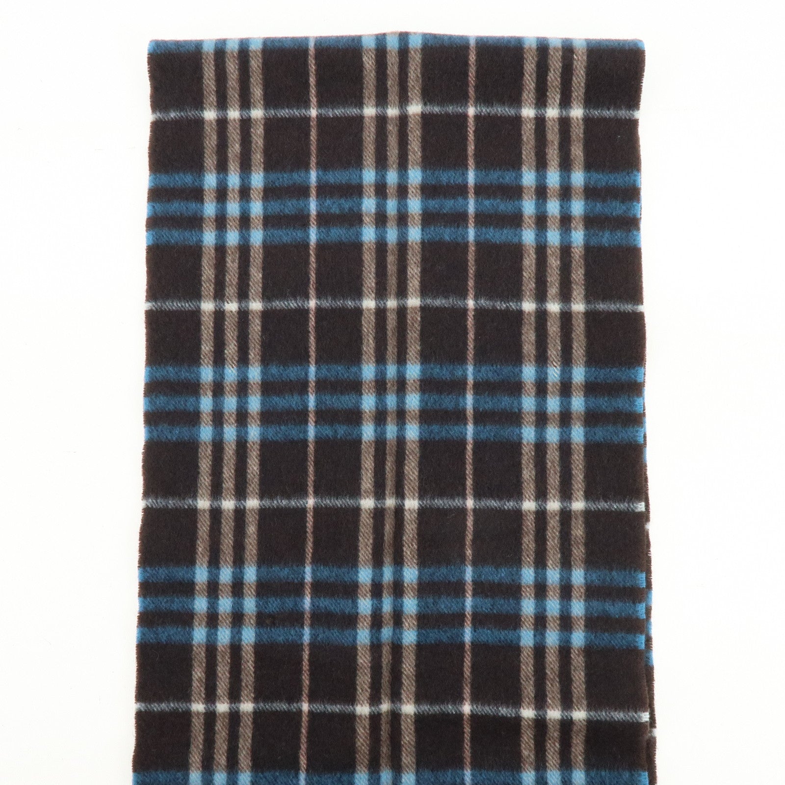 BURBERRY BLUE LABEL Wool 100% Scarf Dark Brown Blue