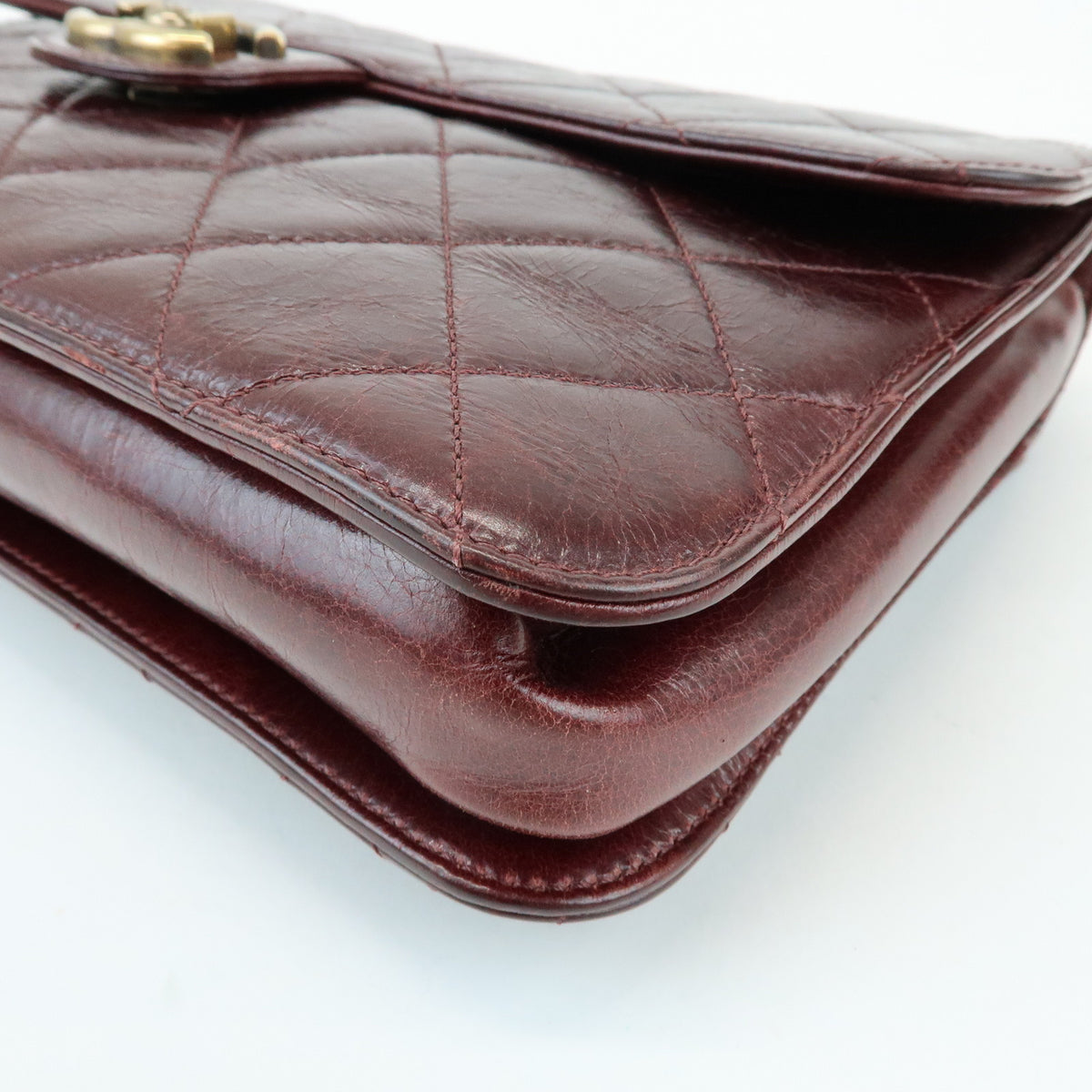 CHANEL Matelasse COCO Mark Leather Chain Shoulder Bag Burgundy