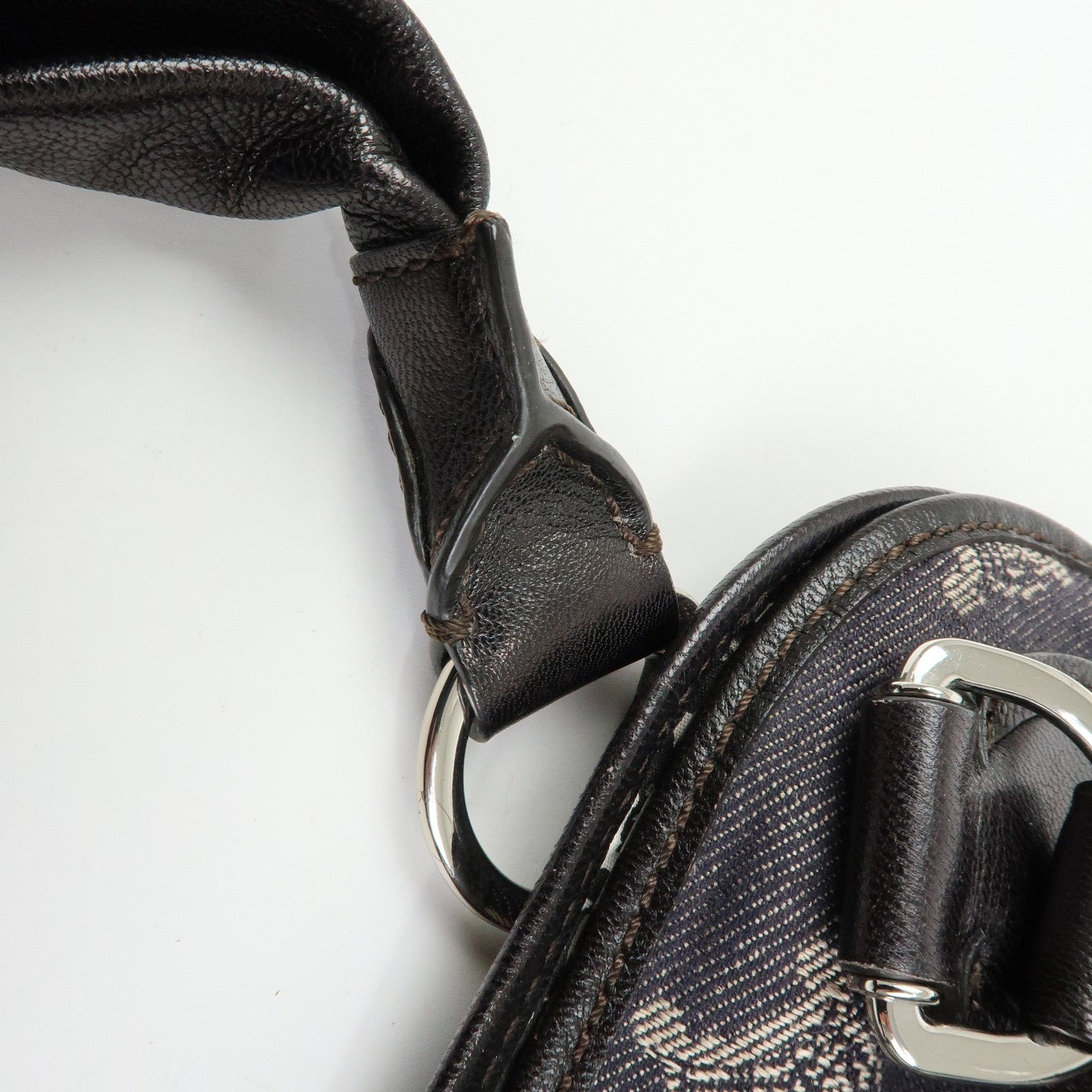 CELINE Macadam Bittersweet Denim Leather Shoulder Bag Indigo Blue Black