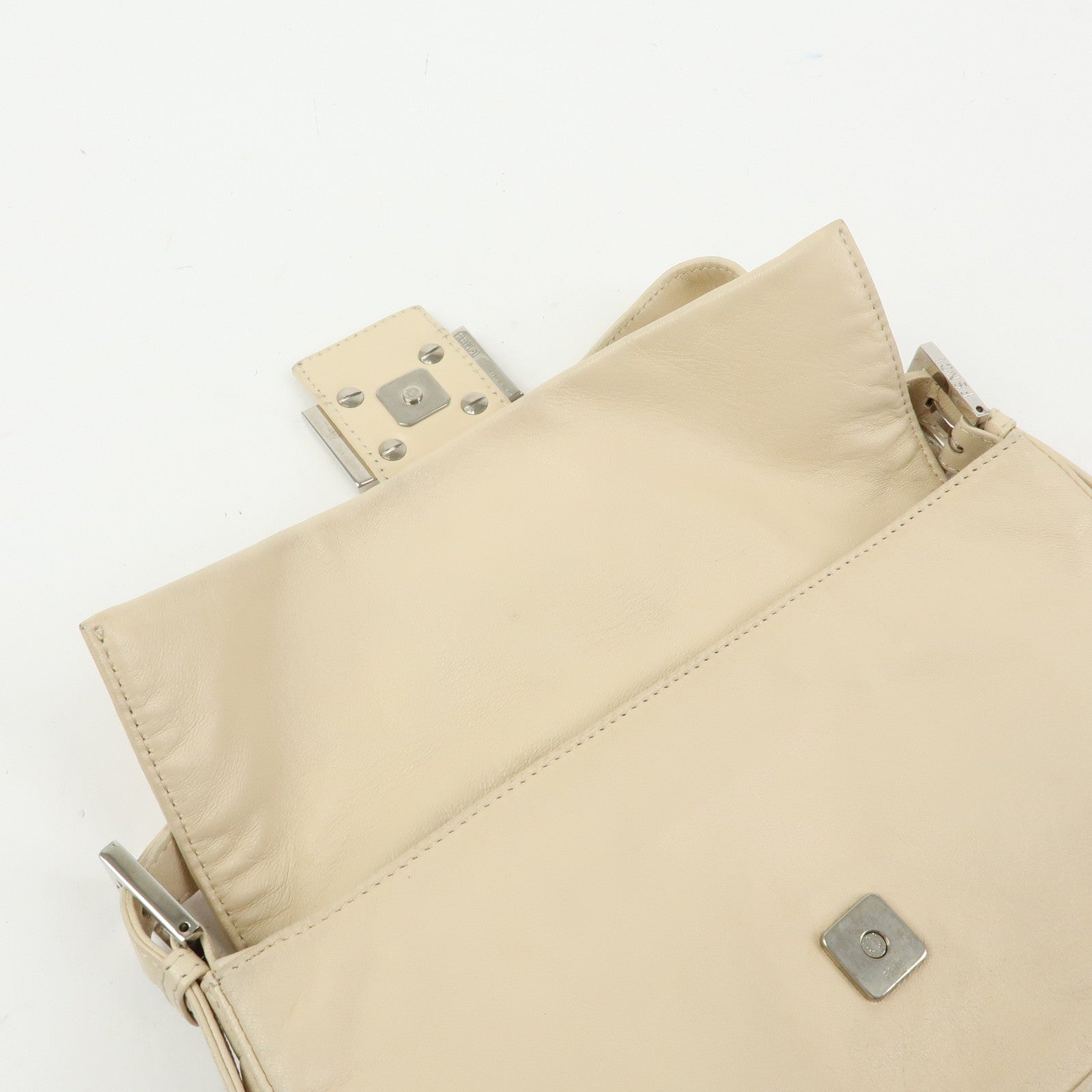 FENDI Mamma Baguette Nappa Leather Shoulder Bag Hand Bag Ivory